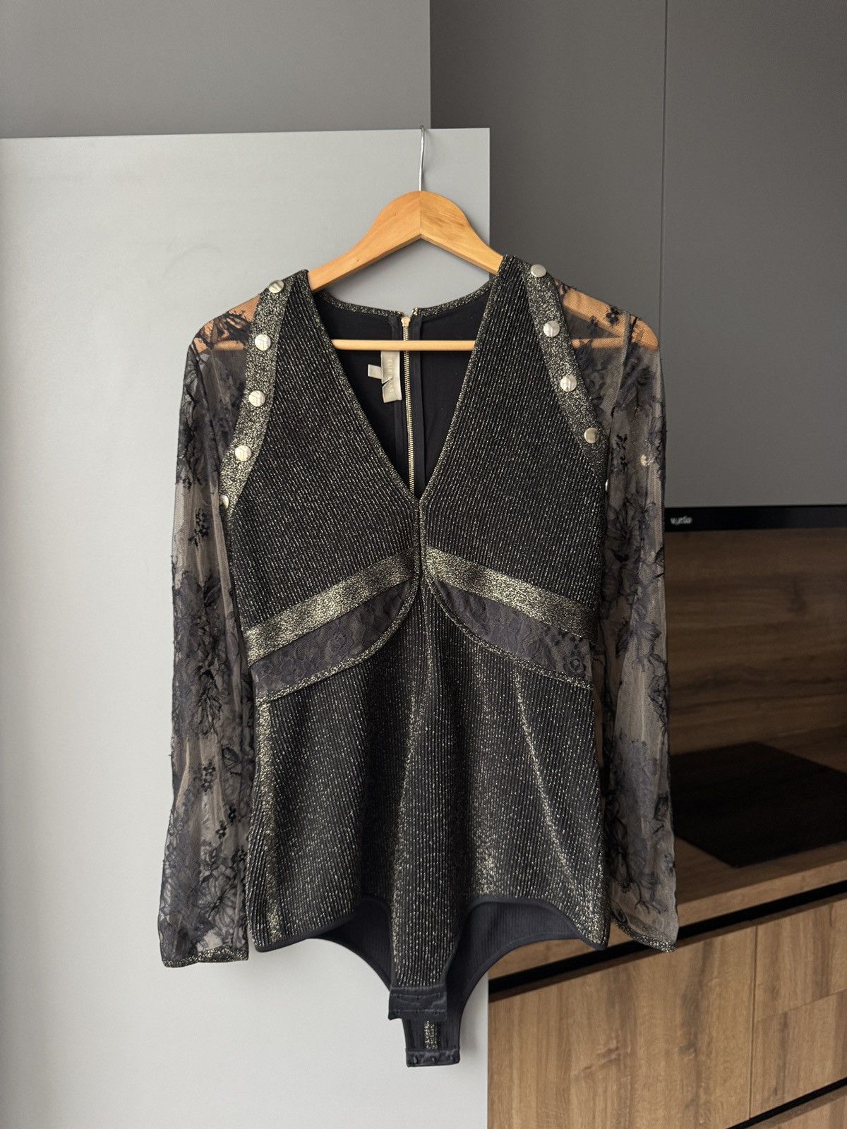Elie Saab Elie Saab Mesh V-Neck Glittering Bodysuit Size M / US 6-8 / IT 42-44 - 1 Thumbnail
