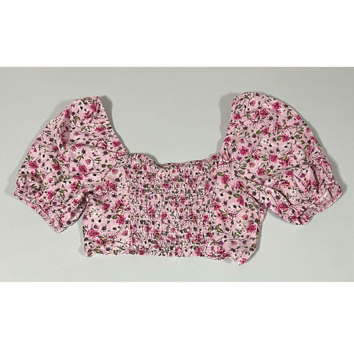 Japanese Brand Pink Floral Boho Short Sleeve Shirt Crop Top Blouse Size S🌸✨ Size S / US 4 / IT 40 - 4 Thumbnail