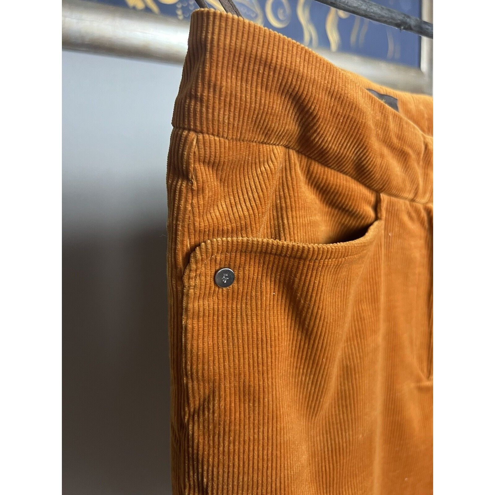 Loro Piana MINT! Loro Piana Orange Corduroy Women`s Straight Pants Size Size 27" / US 4 / IT 40 - 4 Thumbnail