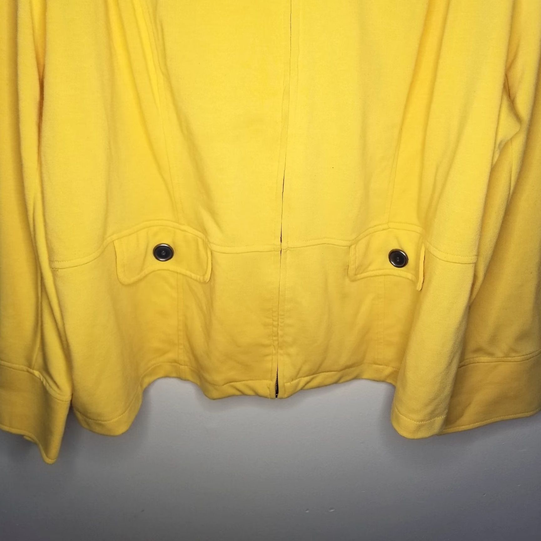 Vintage Notations Womens Full Zip Jacket Collared Shoulder Pads Yellow 1X W:27 L:26.5 Shirt? Size XL / US 12-14 / IT 48-50 - 3 Thumbnail