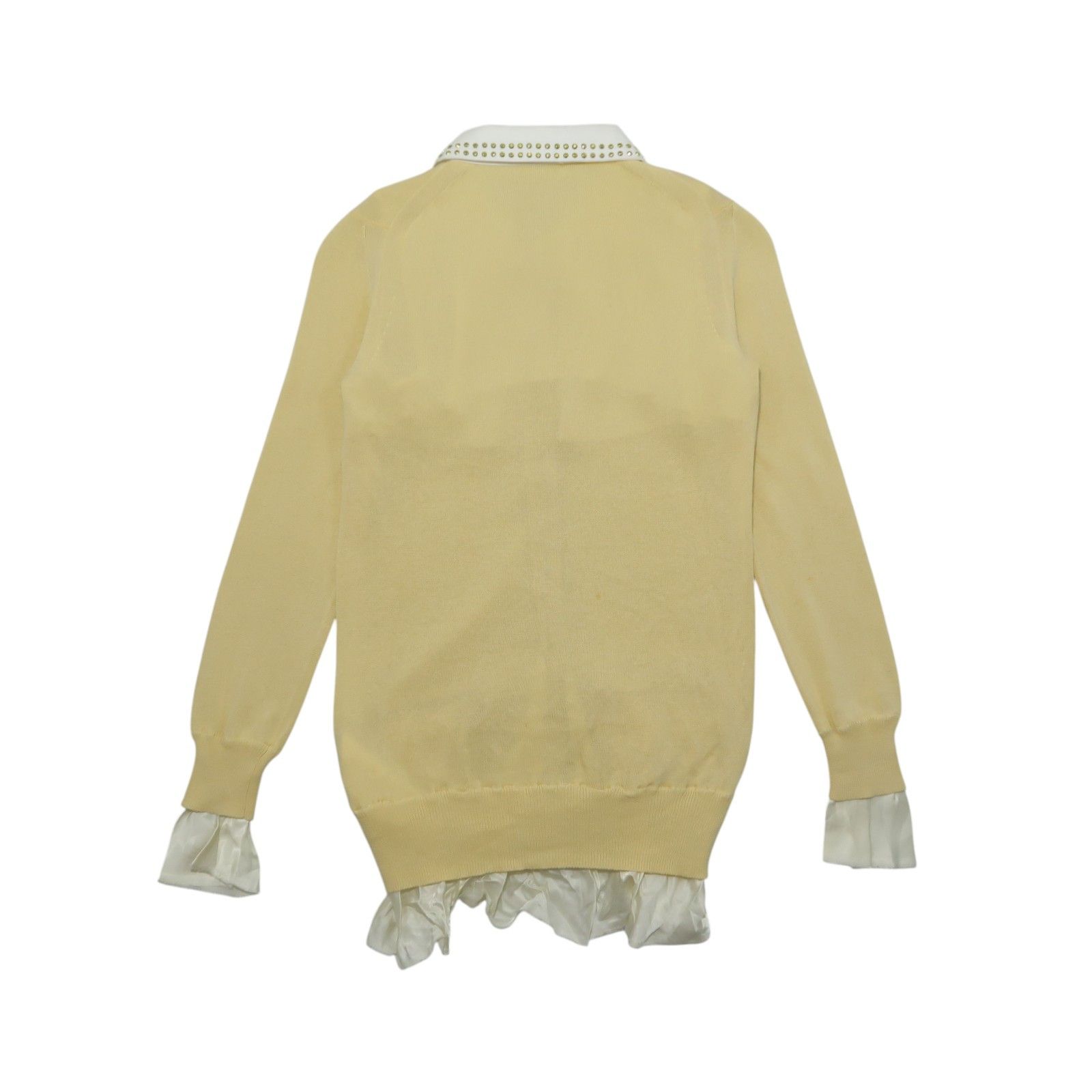 Sacai Sacai Ruffle Ribbed Shirt Cardigan Knit Studded Collar Size US S / EU 44-46 / 1 - 2 Thumbnail