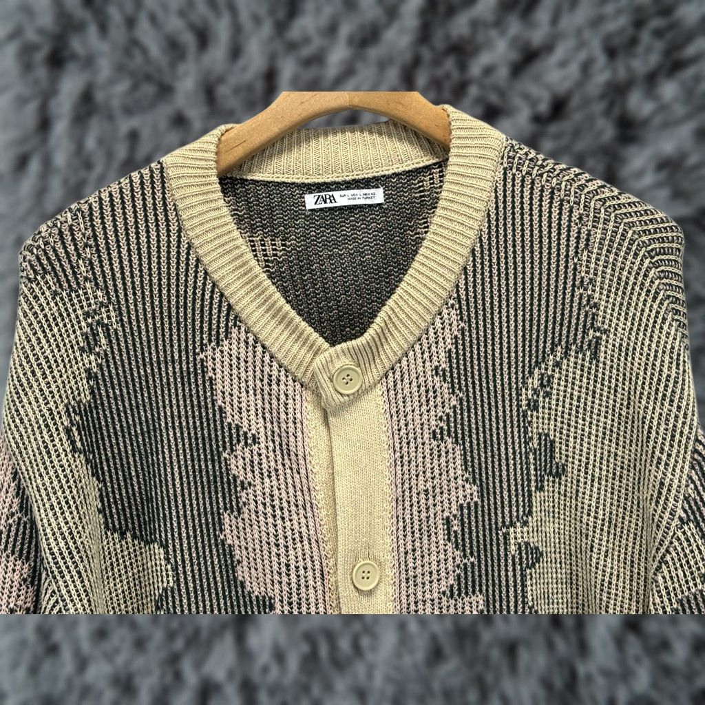 Zara Zara Jacquard Knit Cardigan Sweater Men’s L Oversized Full Button Grandpa Indie Grunge Multicolor Knit Cotton Blend Regular Men Size US L / EU 52-54 / 3 - 1 Thumbnail
