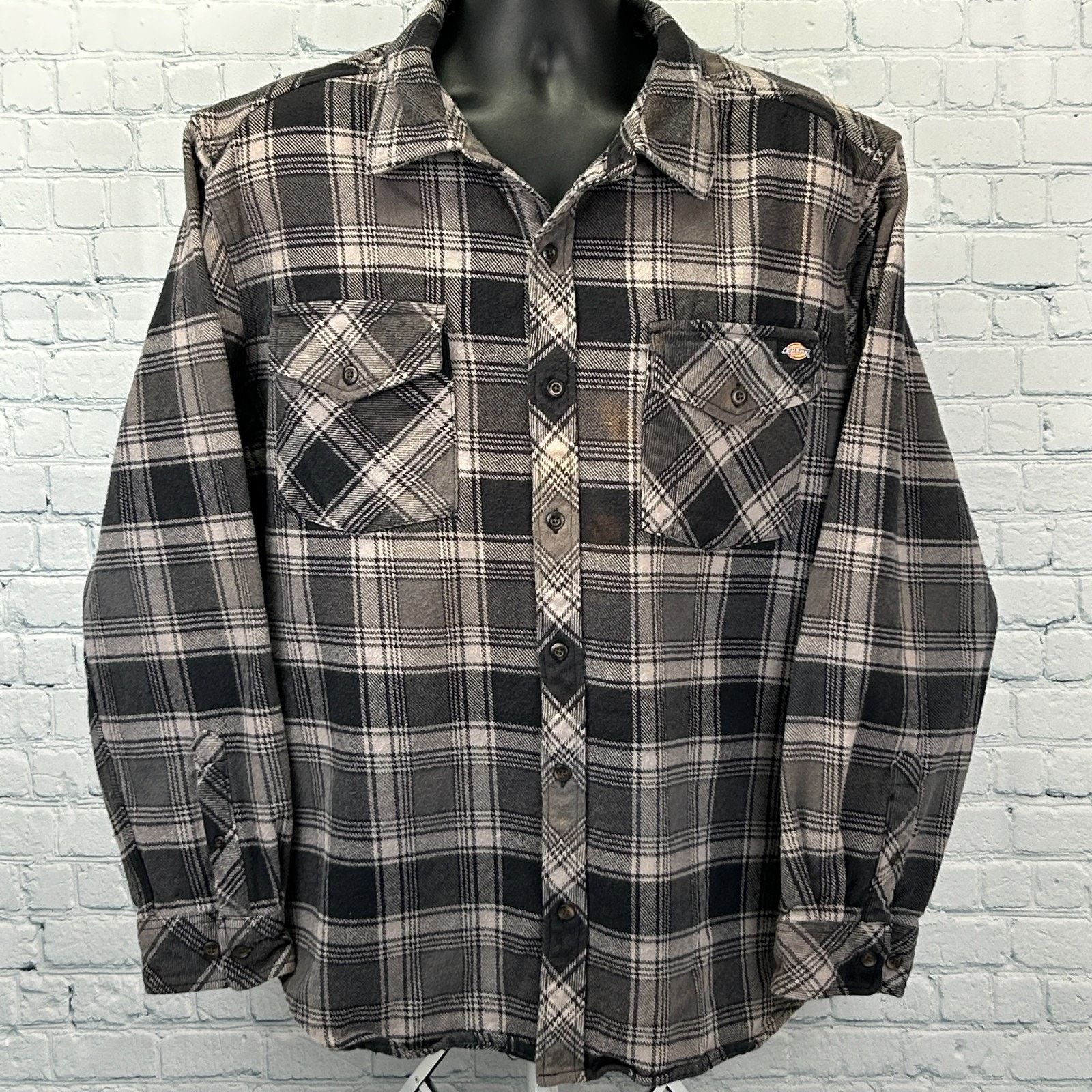 Dickies Dickies Heavyweight Flannel Button Front Shirt Gray 2XL XXL Size US XXL / EU 58 / 5 - 2 Thumbnail