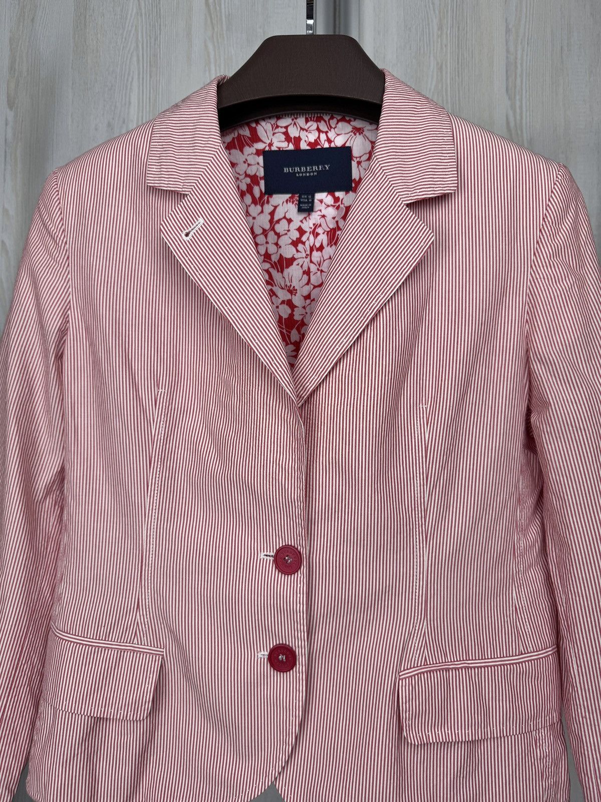 Burberry Burberry London Red Striped cotton made in Italy blazer US10 Size L / US 10 / IT 46 - 3 Thumbnail