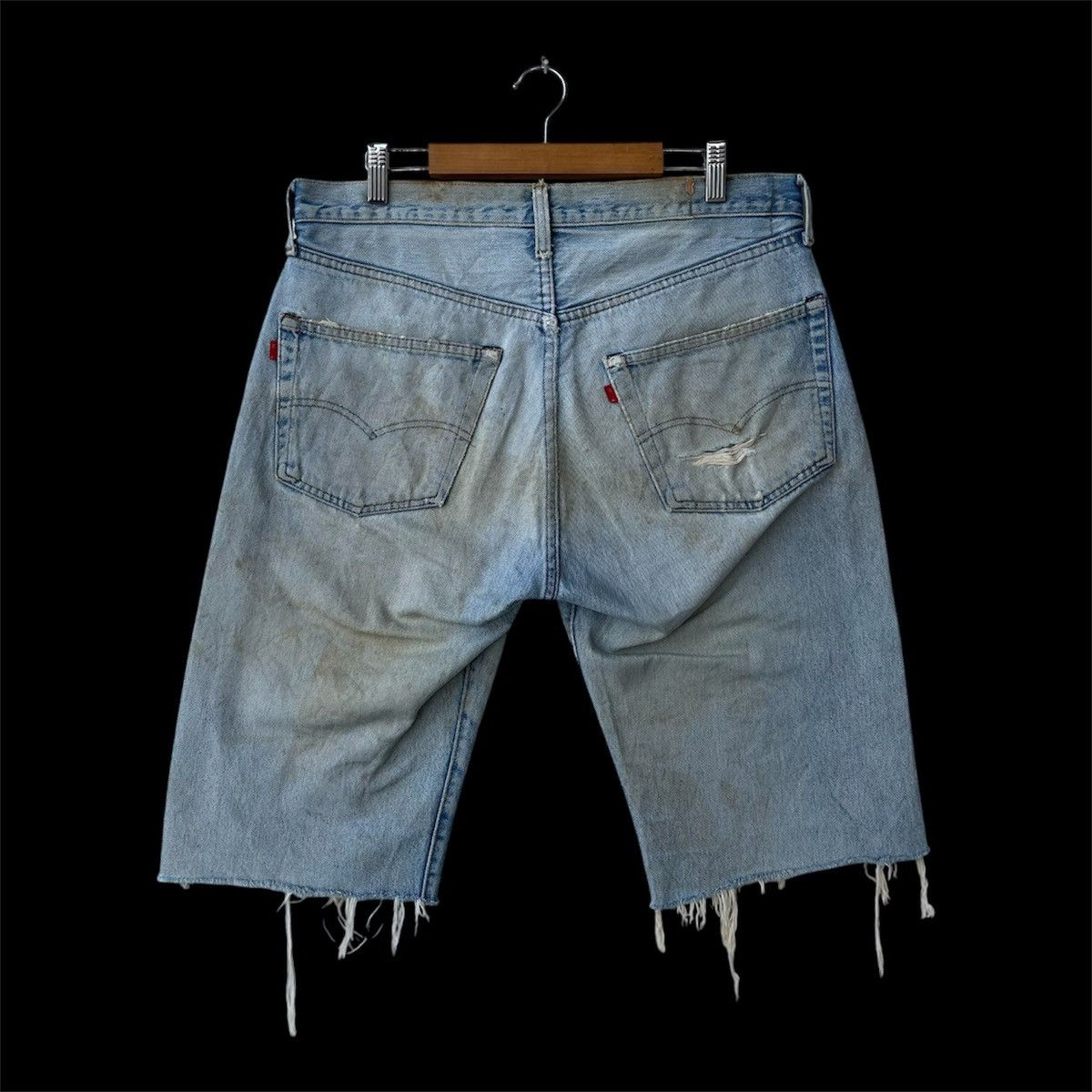 Levi's Thrashed 70s Levi’s 501 Redline Selvedge Denim Shorts Size US 34 / EU 50 - 2 Thumbnail