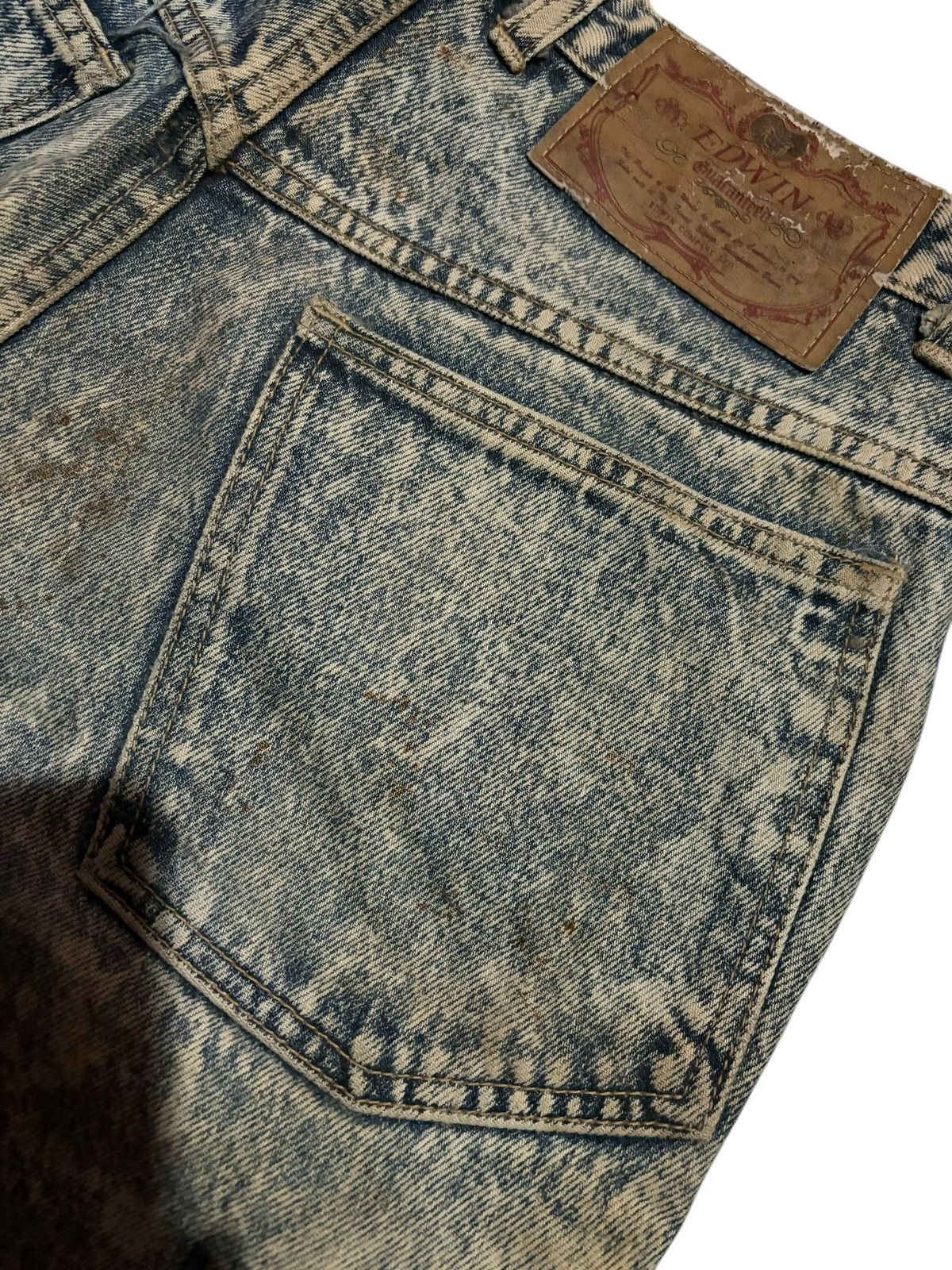 Edwin × Japanese Brand 90s Vintage Edwin Lot 1485 Acid Dirty Washed Jeans Size US 31 - 6 Thumbnail