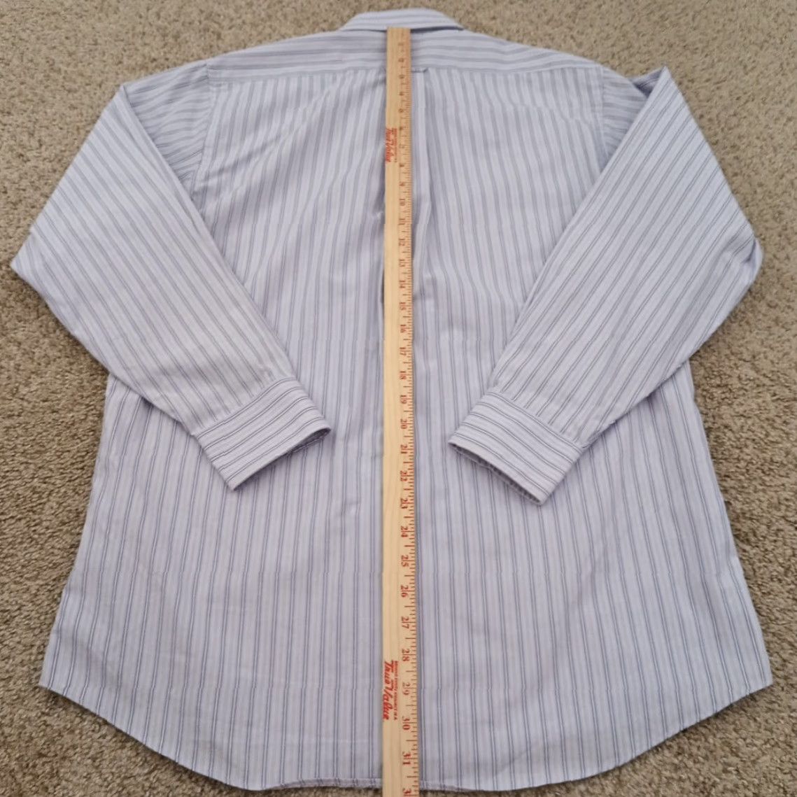 Izod IZOD Shirt Mens Medium Purple Striped Long Sleeve Button Up Cotton Blend Size US M / EU 48-50 / 2 - 5 Thumbnail