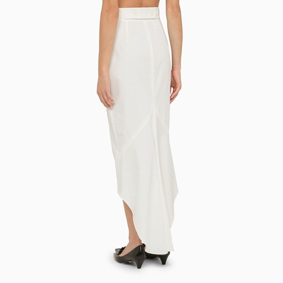 Prada o1d2blof0924 Midi Skirt in White Size 26" / US 2 / IT 38 - 4 Thumbnail
