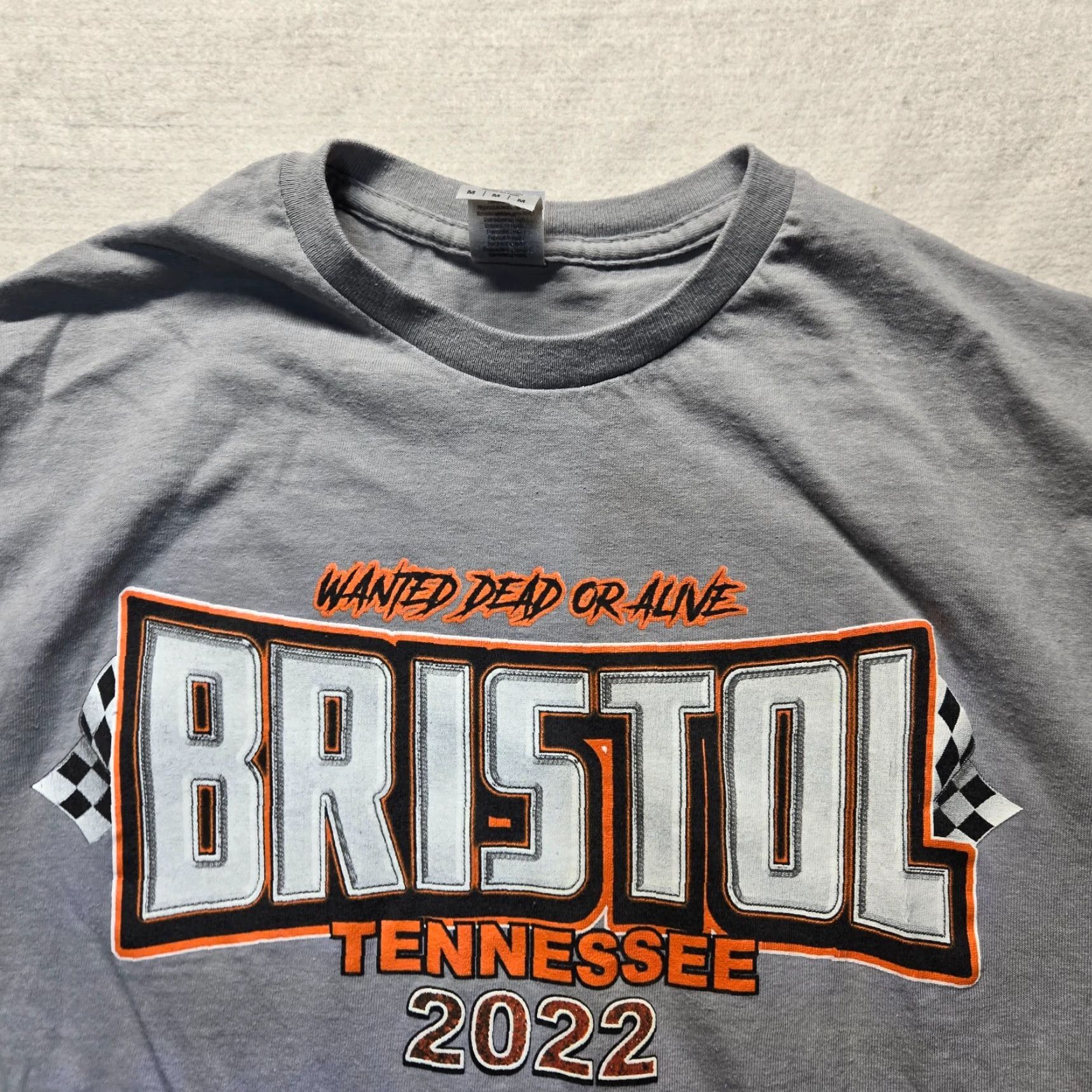 Vintage Bristol TN T-Shirt Dirt Track Racing Gray Short Sleeve Adult Men's M Size US M / EU 48-50 / 2 - 3 Thumbnail