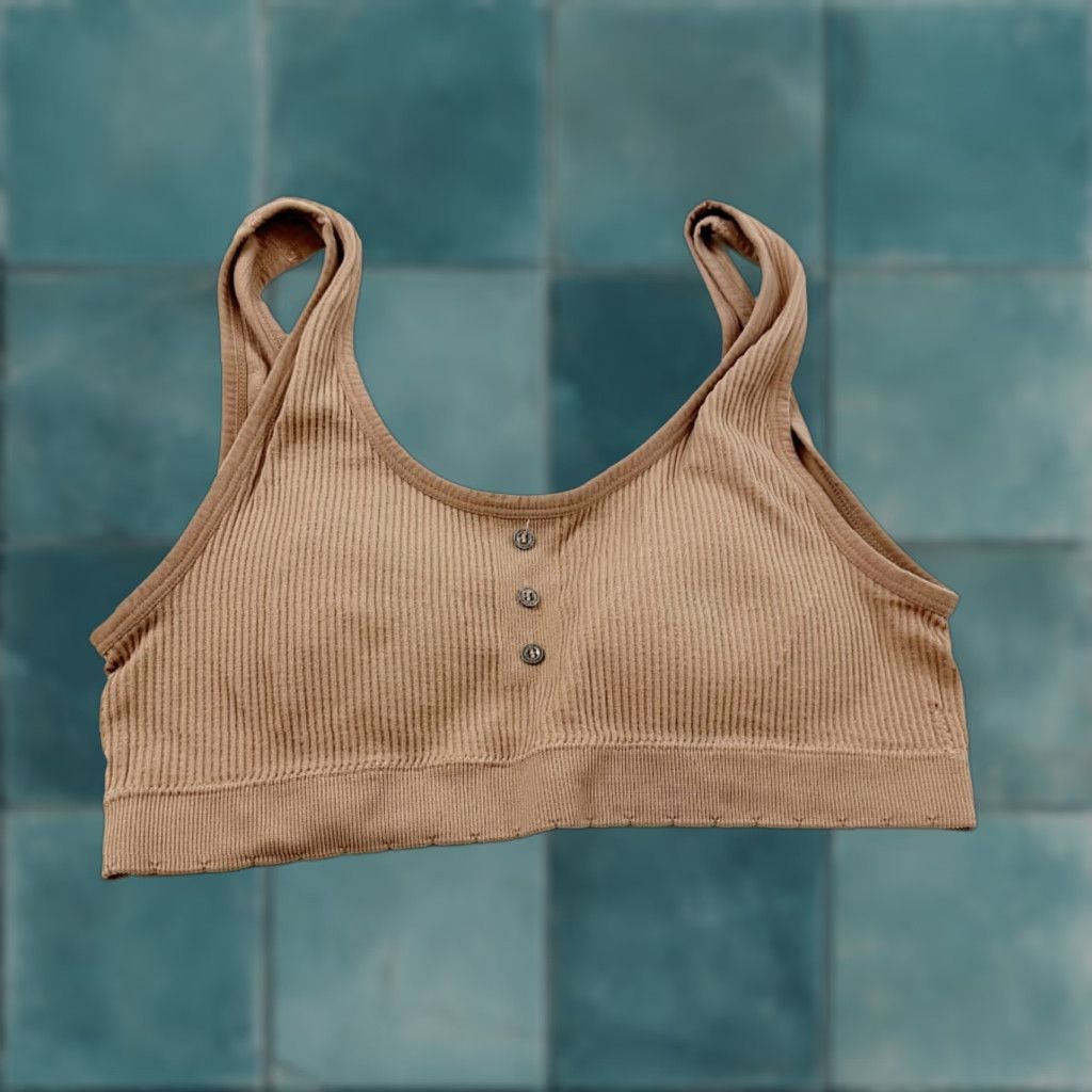 Lucky Brand LUCKY BRAND Wireless Bralette Women’s Large Brown Ribbed Seamless Size ONE SIZE - 1 Thumbnail