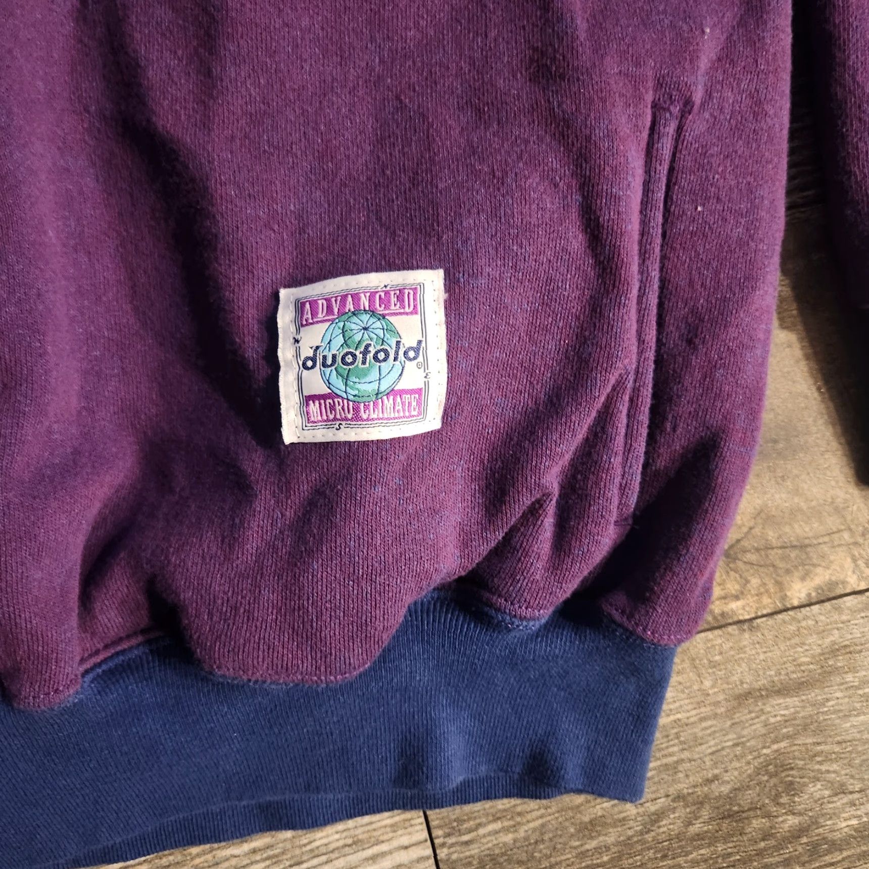 Vintage VINTAGE Duofold Hoodie Pullover Unisex Adults Size L Purple 90s Advance Micro Climate / Hooded Pockets Logo Size US L / EU 52-54 / 3 - 2 Thumbnail