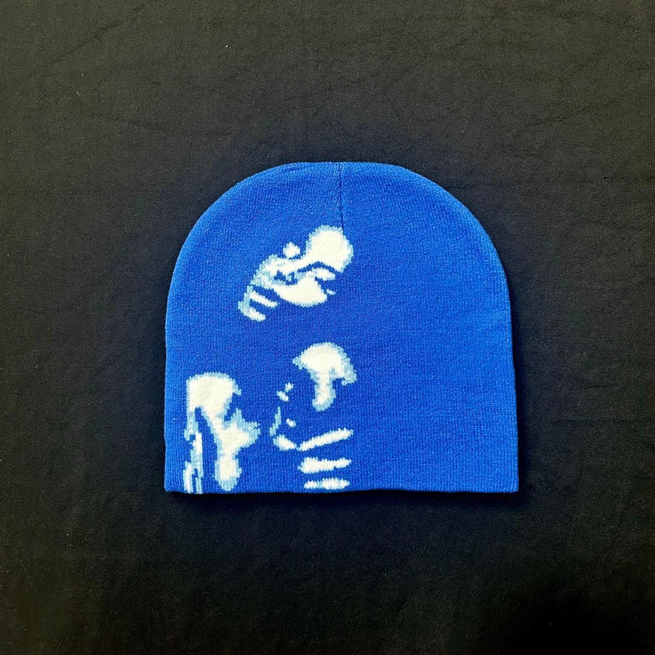 Japanese Brand Rare Woman Sensual Graphic No Cuff Beanie Skully Hat Blue OS Size ONE SIZE - 1 Thumbnail