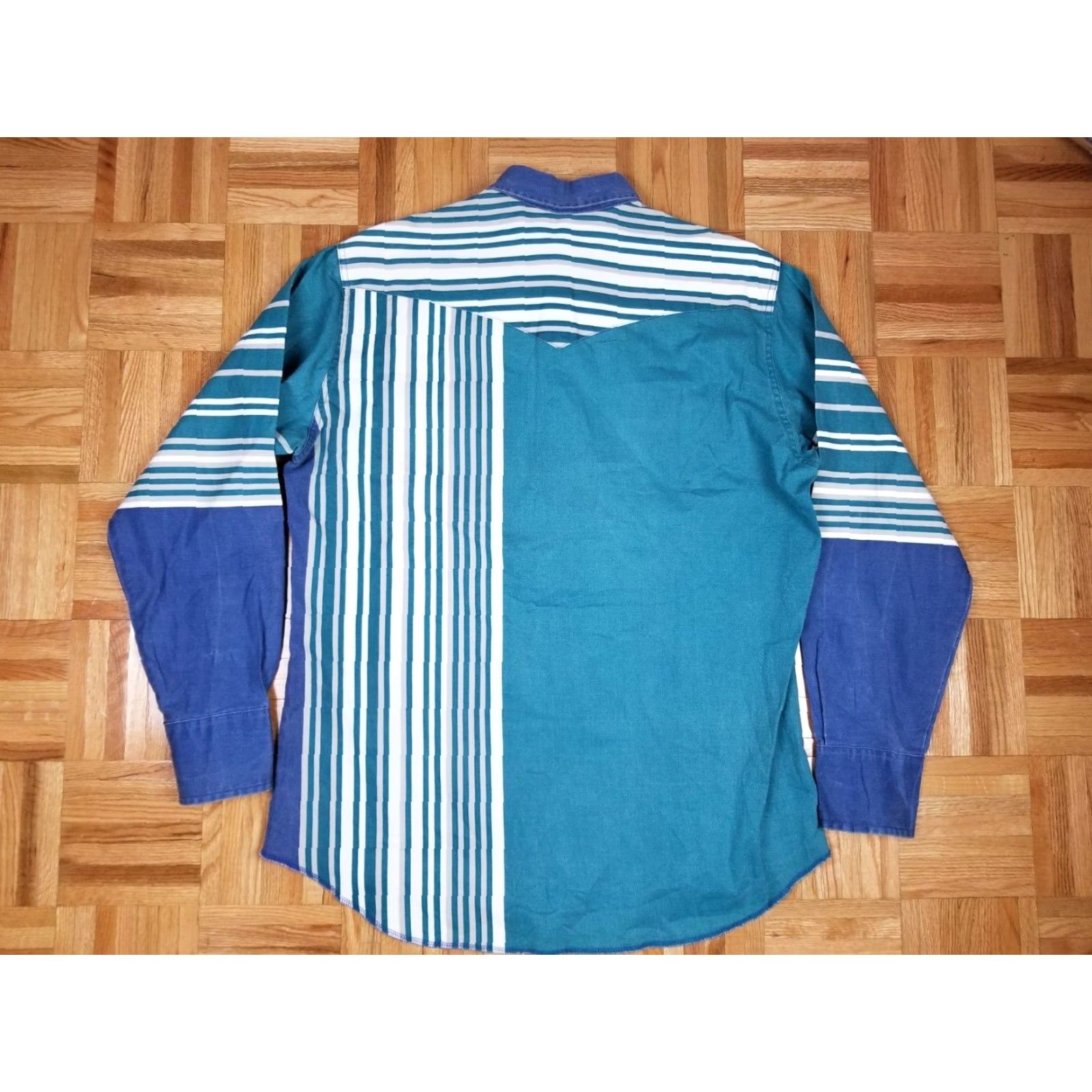 Wrangler VINTAGE Wrangler SHIRT Western Mens Large Green Cotton Brushpopper Snap Button 90's Size US L / EU 52-54 / 3 - 6 Thumbnail