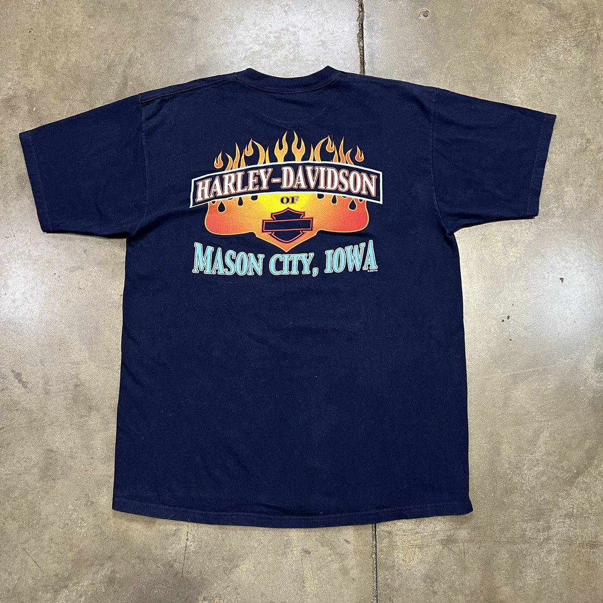 Harley Davidson × Vintage Vintage Harley Davidson Biker Tee Flame Spell Out Eagle Flag Size US XL / EU 56 / 4 - 5 Thumbnail