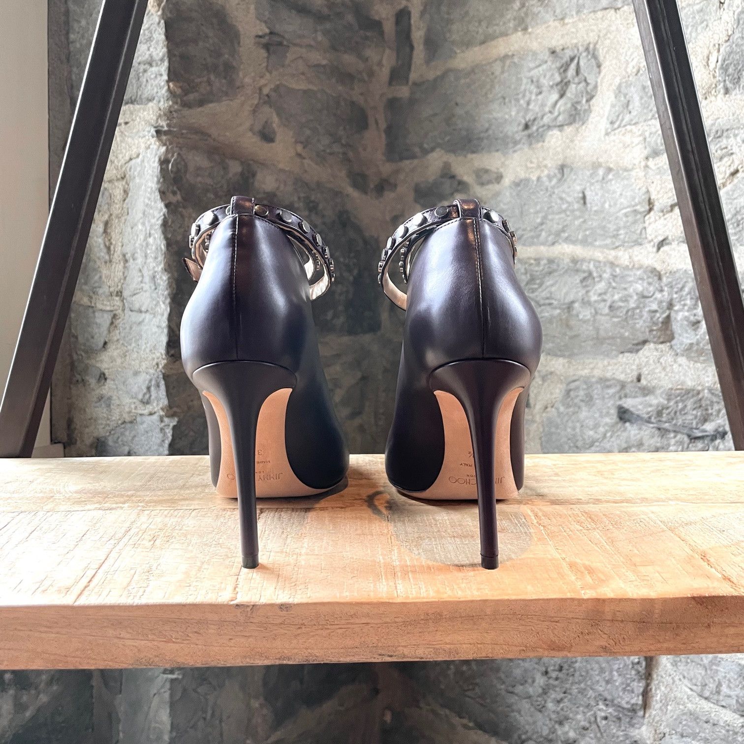 Jimmy Choo Jimmy Choo Purple Eggplant Lark Ankle Strap V Booties Size US 7.5 / IT 37.5 - 4 Thumbnail
