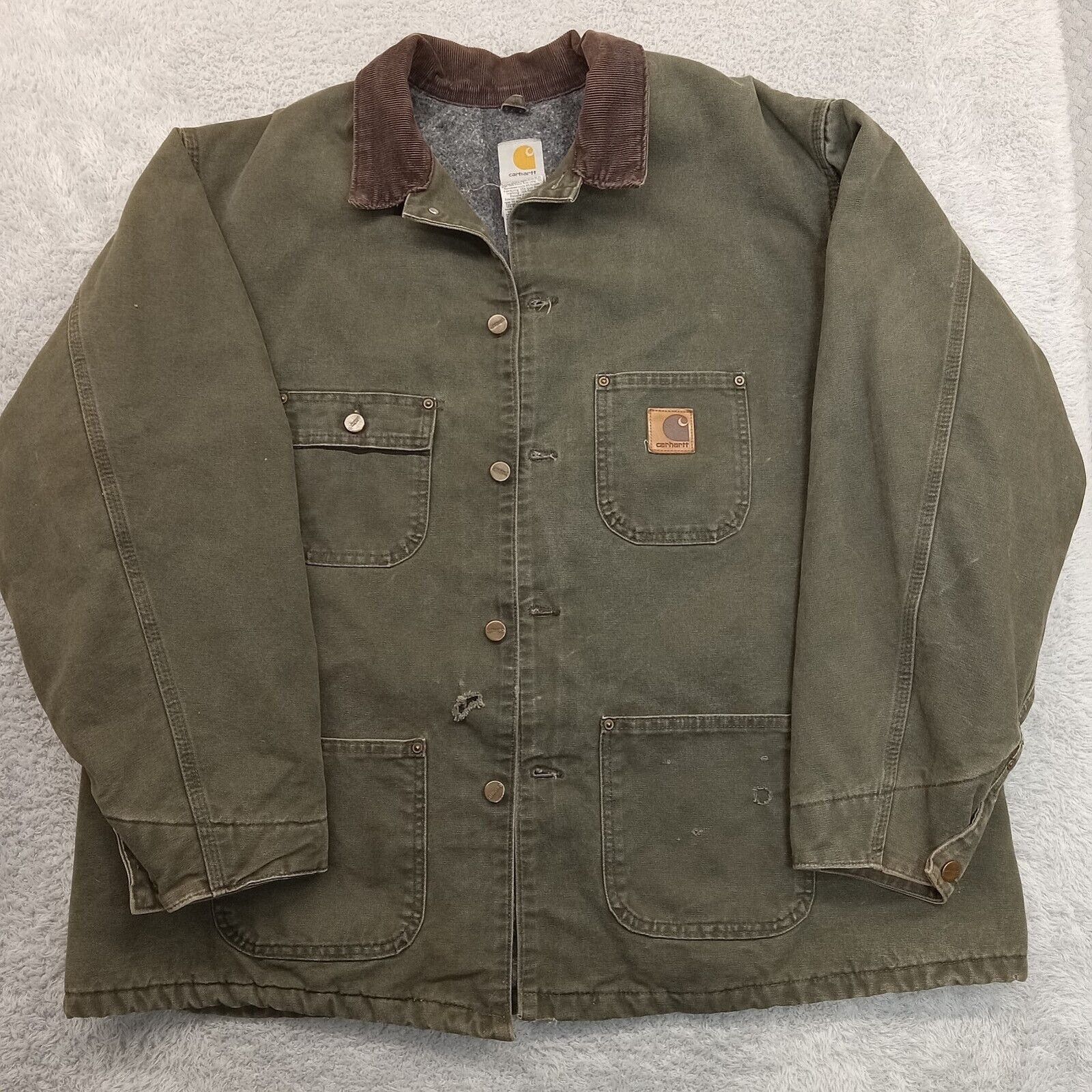 image of Vintage Carhartt Trucker Blanket Lined Jacket 2Xl Green Usa, Men's