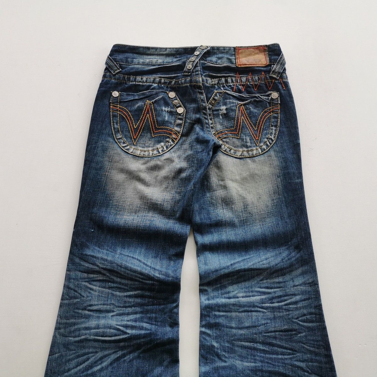 Kapital Wide Flare Lolita Distressed Denim Jeans Size 29" - 7 Thumbnail
