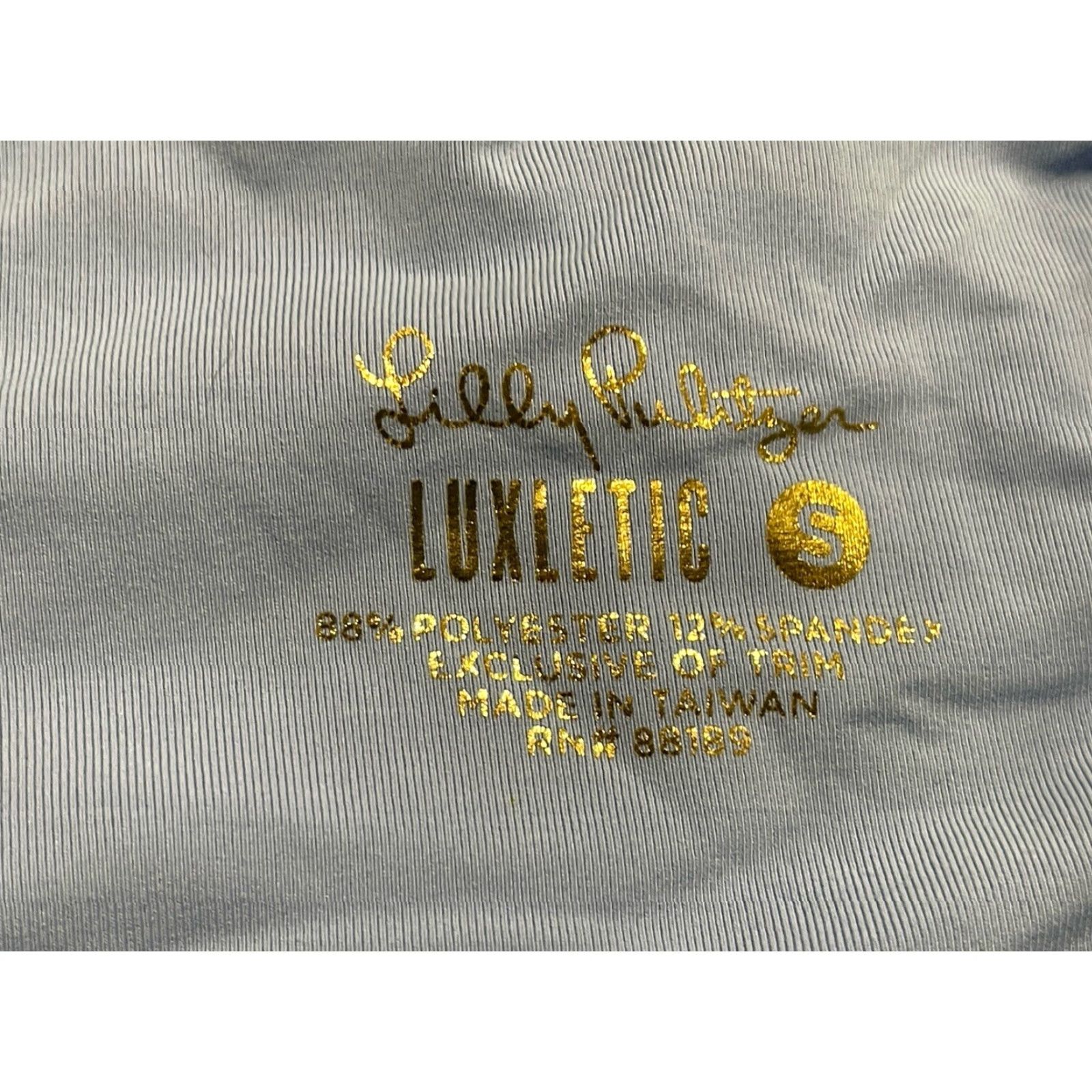 Lilly Pulitzer VINTAGE Lilly Pulitzer Catch N Keep Blue Luxletic Weekender Leggings Ss - Womens - Leggings - Blue - Cropped - Activewear - Lilli - S Size 28" / US 6 / IT 42 - 4 Thumbnail