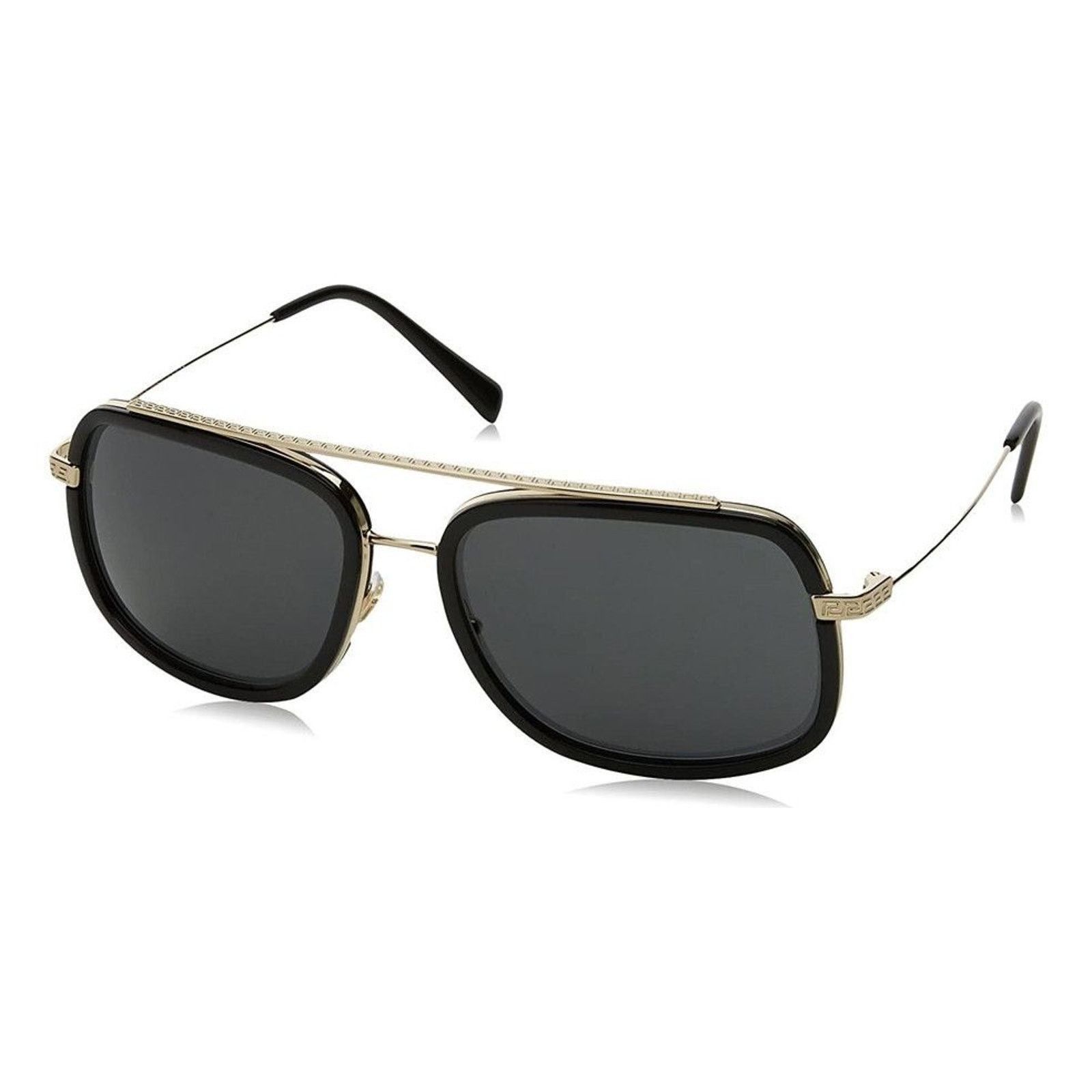 Versace Greca Monogram Logo Pale Gold Black Sunglasses, Men's