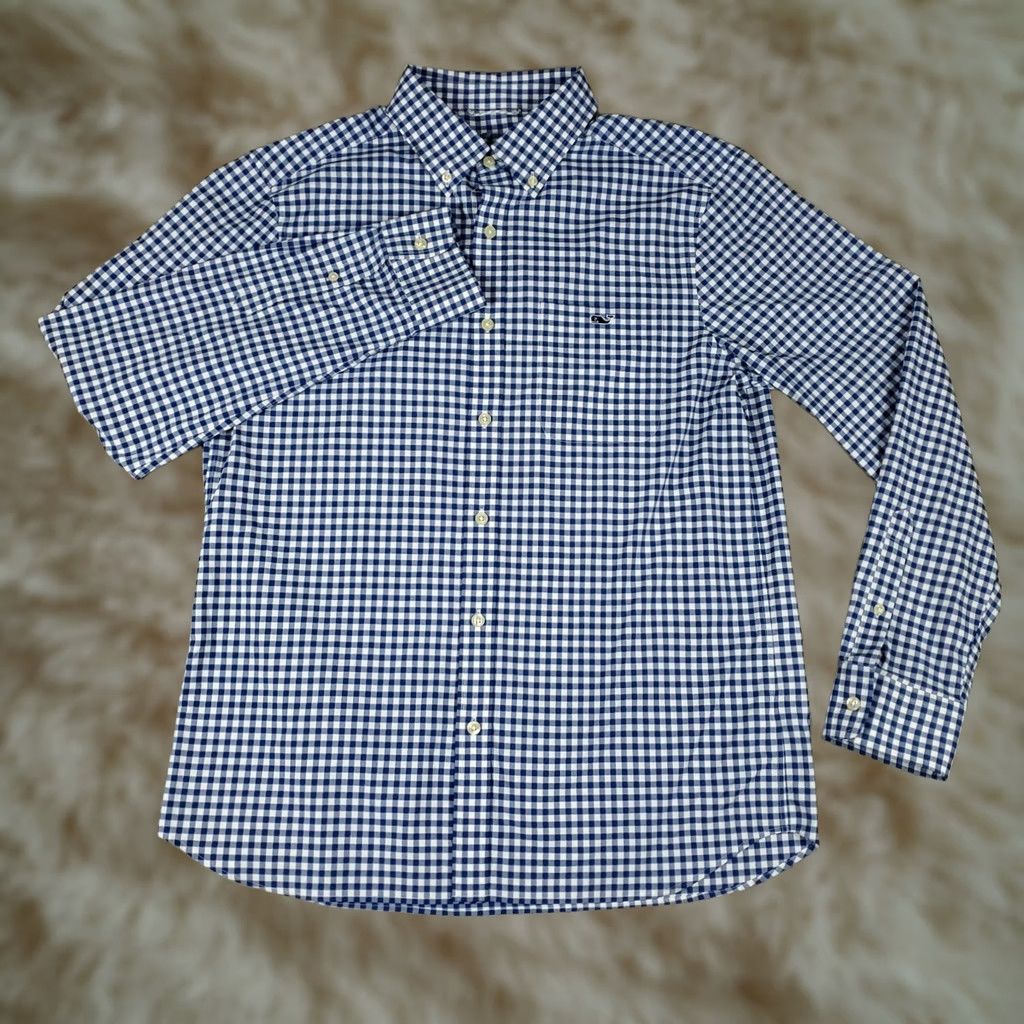 Vineyard Vines Vineyard Vines Shirt Mens Medium Blue Check Performance Nylon Long Sleeve Size US M / EU 48-50 / 2 - 1 Thumbnail