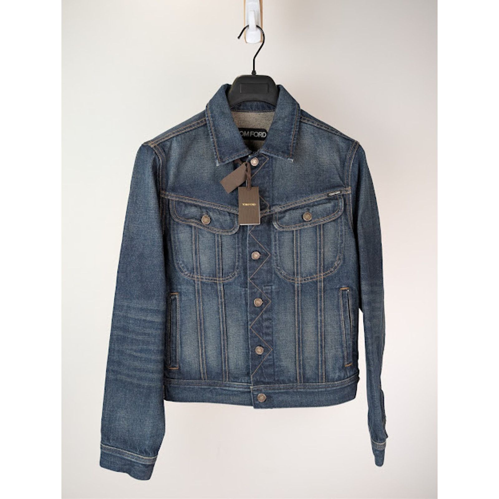 Tom Ford o1rshd1 Iconic Denim Jacket in Strong High / Low Blue Size US XL / EU 56 / 4 - 8 Thumbnail
