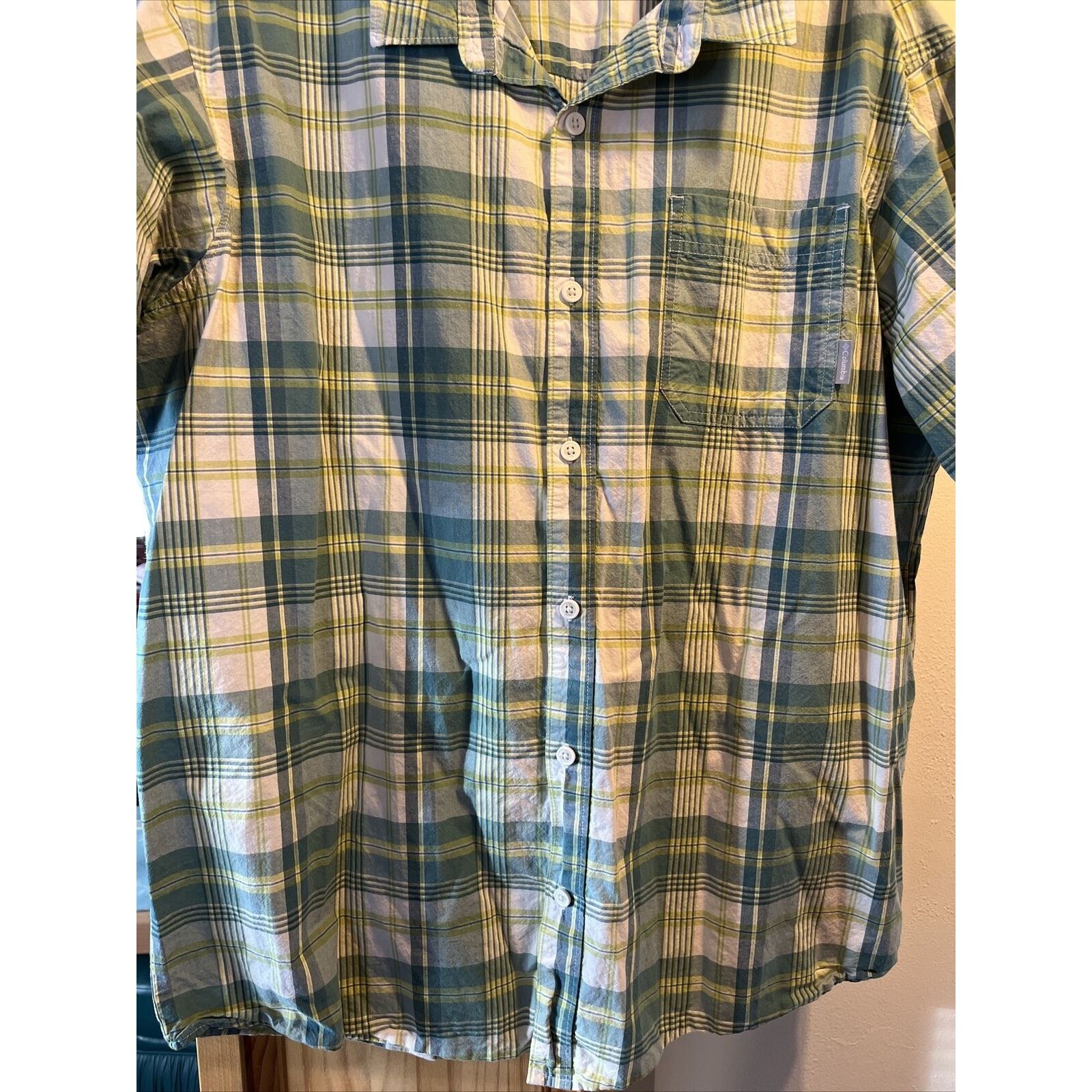 Columbia Columbia Men’s XL Blue Green Plaid SS Button Up Cotton Shirt Size US XL / EU 56 / 4 - 16 Thumbnail