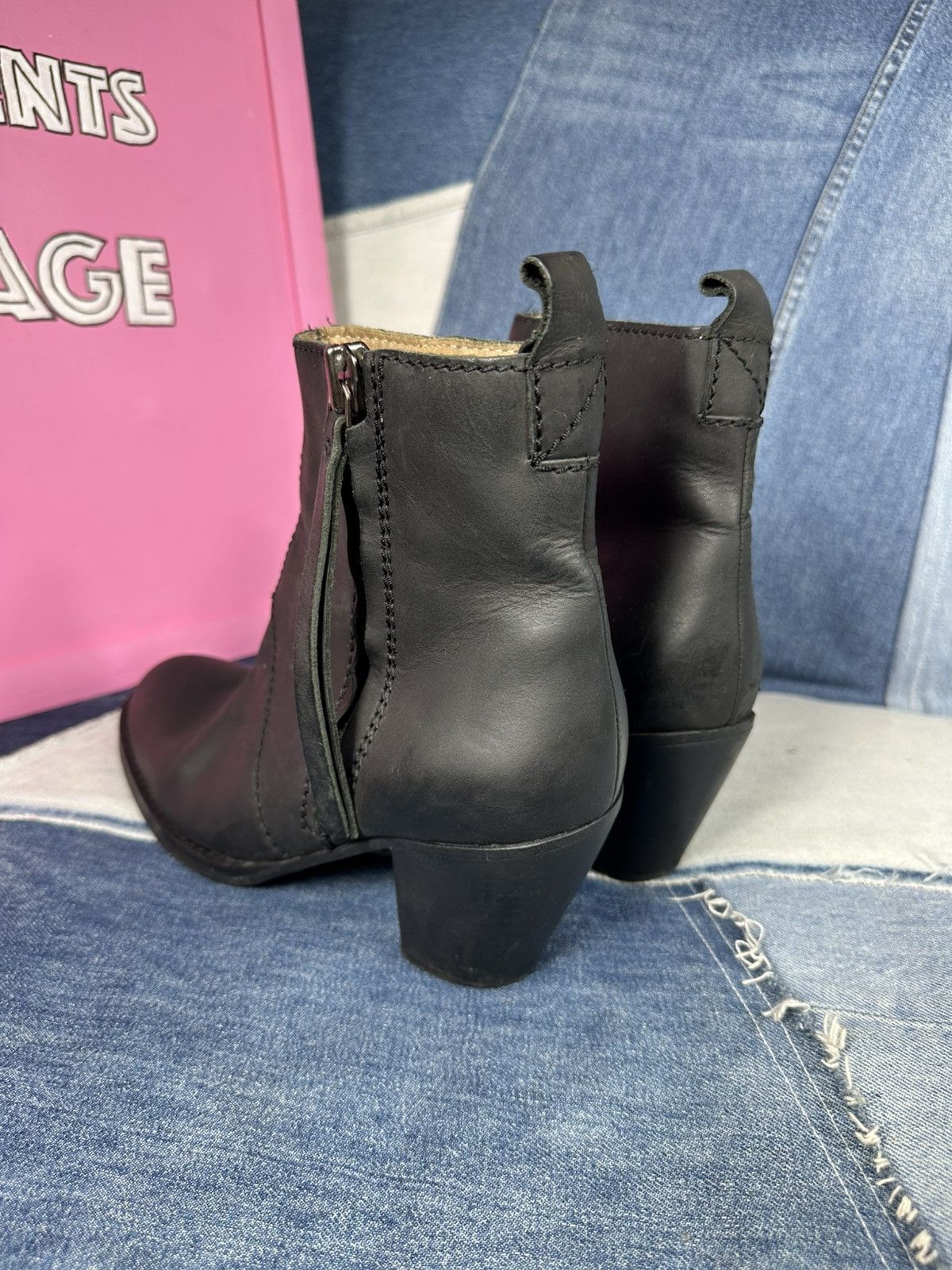 Acne Studios Acne Studios Leather Pistol Black Block Heels Ankle Boots Size US 10 / IT 40 - 14 Thumbnail