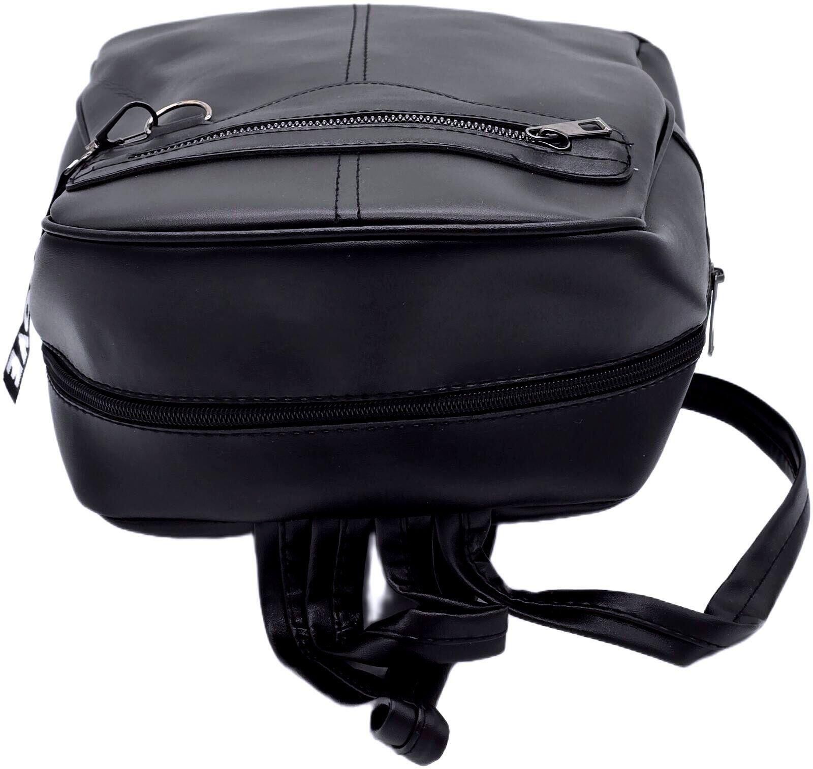 Genetic Manipulation Shinichiro Kuriya Black Faux Leather Backpack with Front Zipper Pocket and Key Size ONE SIZE - 4 Thumbnail