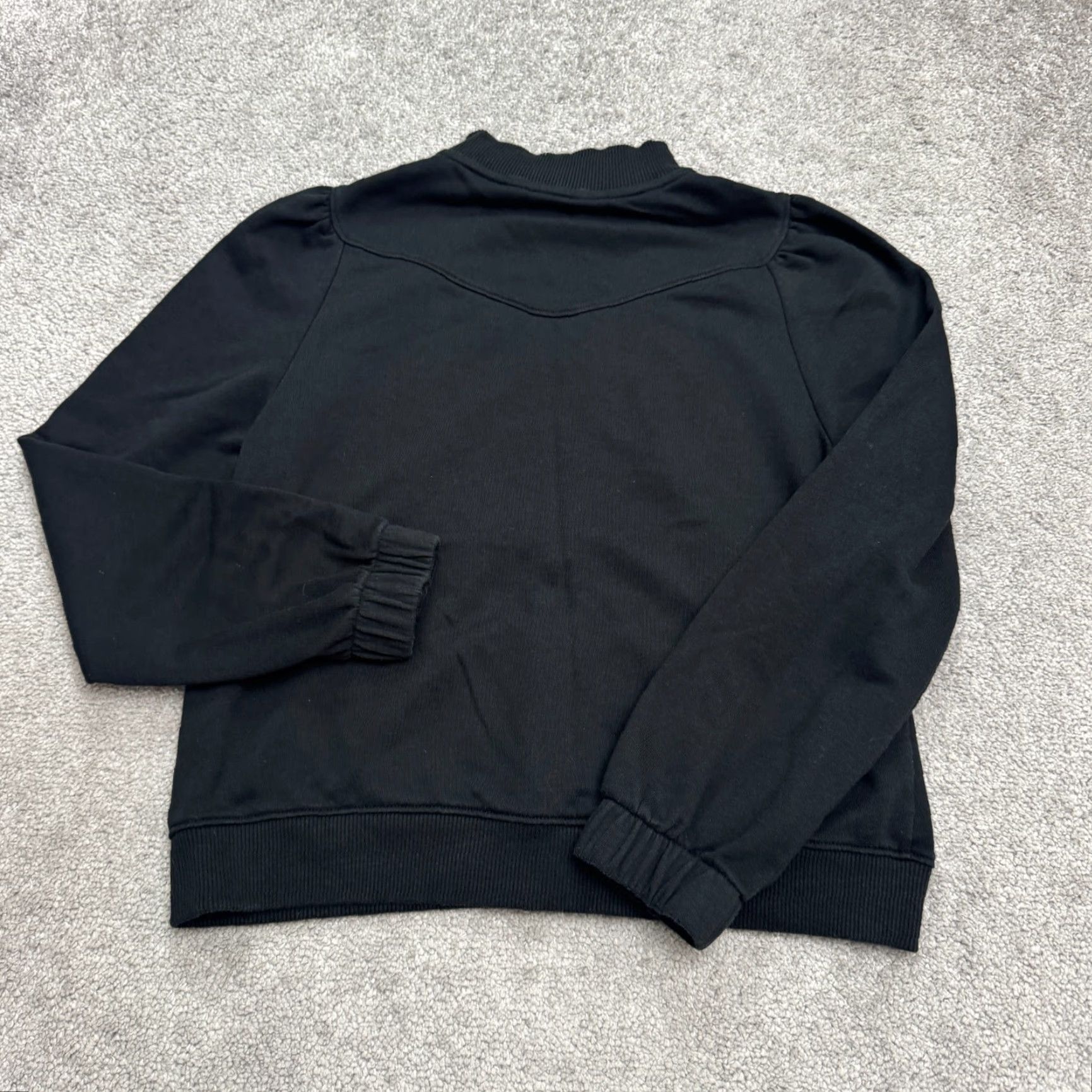 Banana Republic Banana Republic Full Zip Puff Sleeve Sweatshirt Womens Small Petite Black Mock Neck Zip Cardigan Size S / US 4 / IT 40 - 2 Thumbnail