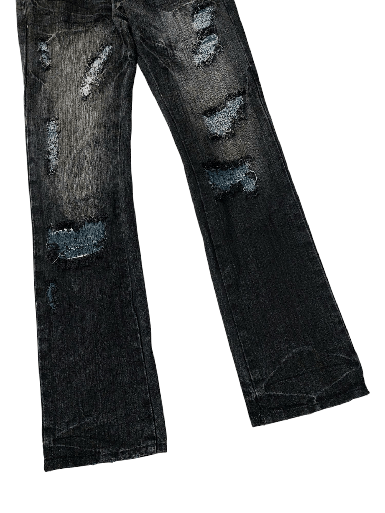 Grudged Limited Ripped Stitch Flare Denim