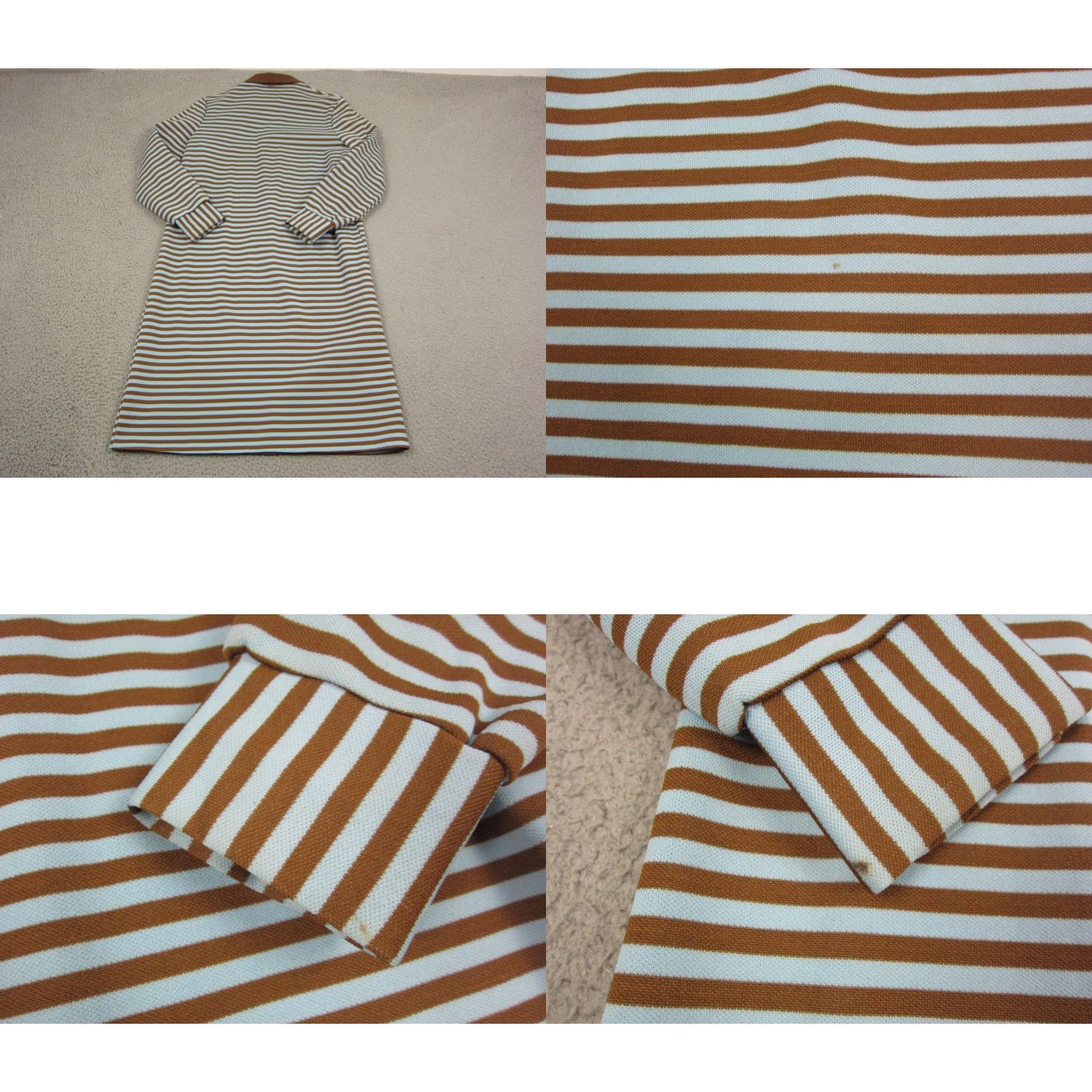Vintage Queen Casuals Dress Shirt Dress M Brown Blue Striped Vintage 60s 90s Womens Long Sleeve Knit Button Collared Knee Length Casual Pattern Striped Size M / US 6-8 / IT 42-44 - 9 Thumbnail