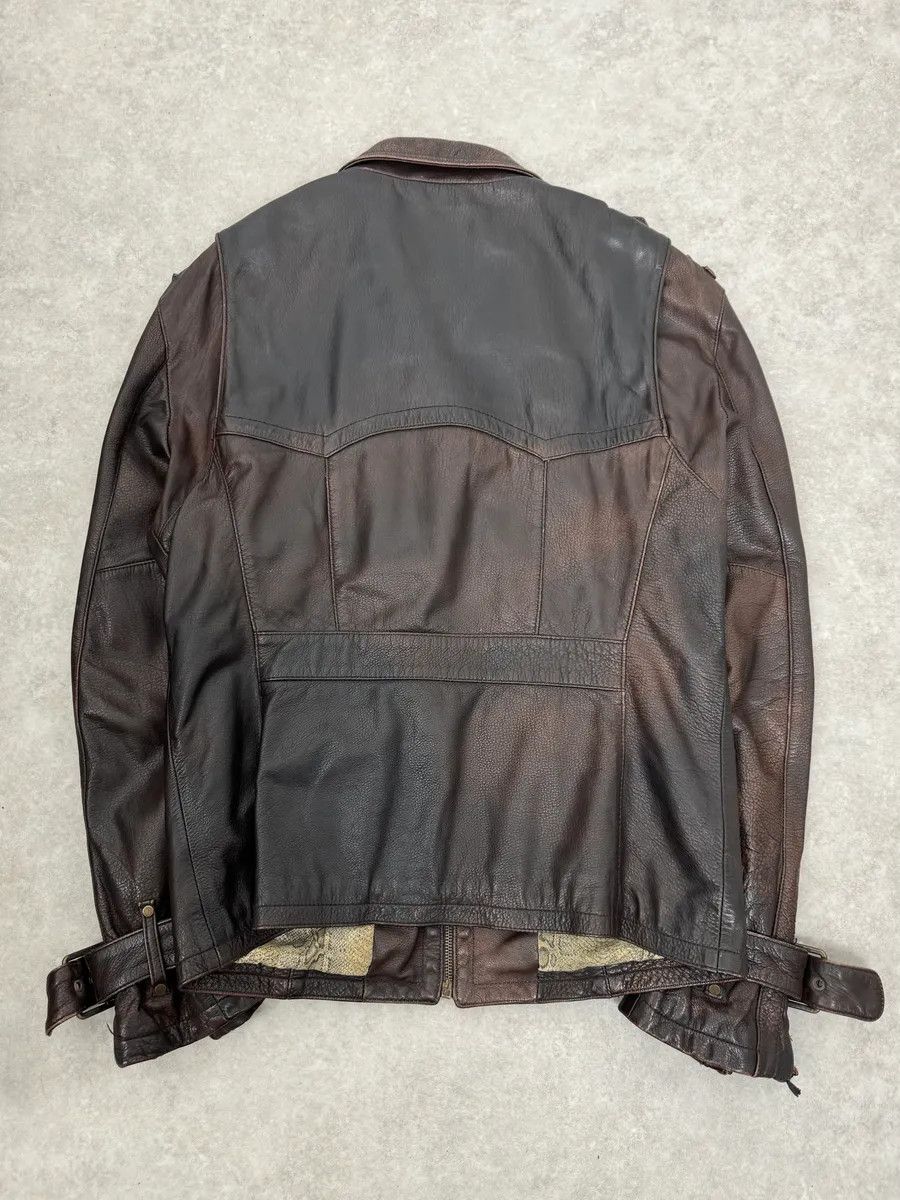 Roberto Cavalli 2000s Cavalli Brown Eroded Leather Buckle Jacket Size US M / EU 48-50 / 2 - 7 Thumbnail