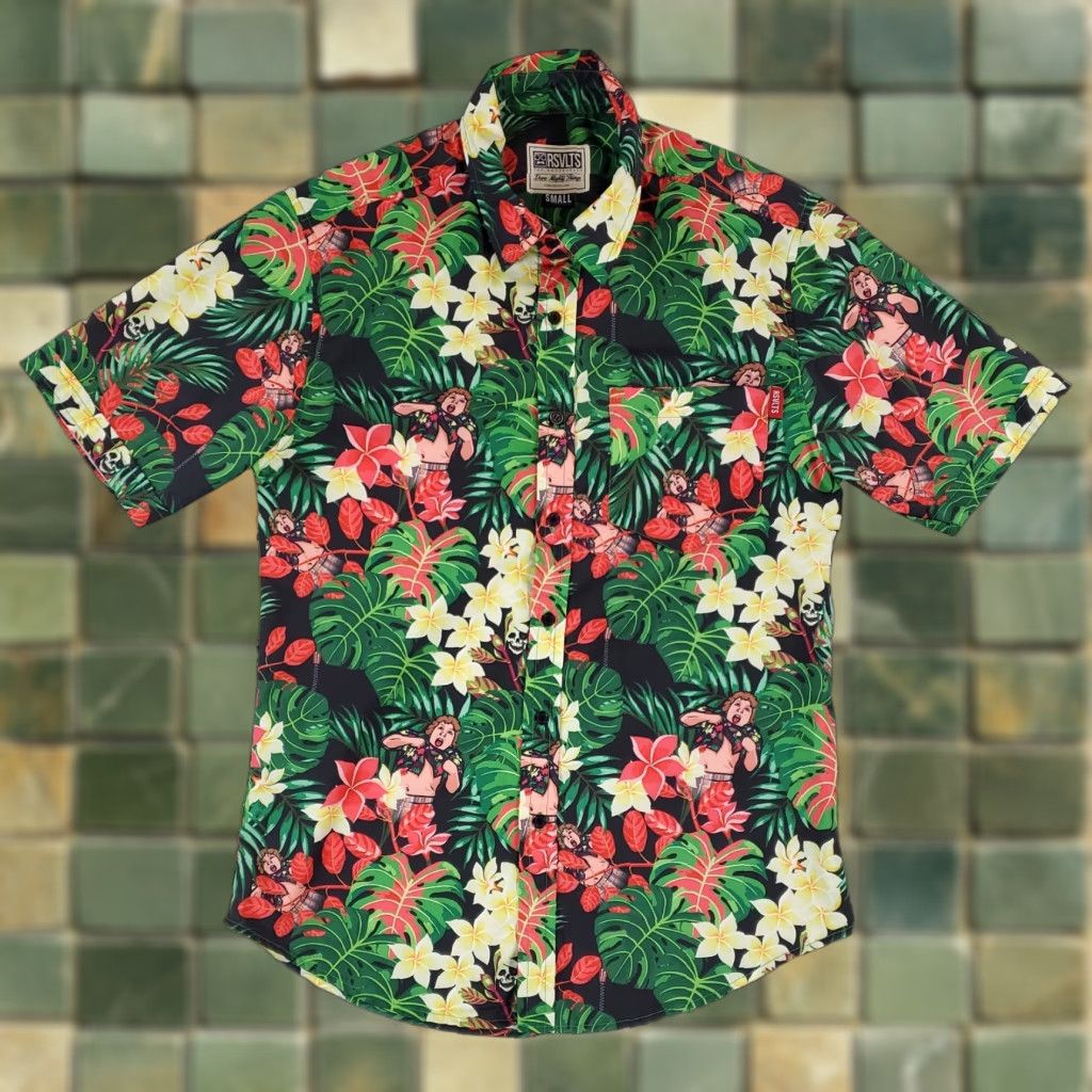 Vintage RSVLTS The Goonies Hawaiian Camp Shirt Black Green Floral Short Sleeve Mens S Size US S / EU 44-46 / 1 - 1 Thumbnail