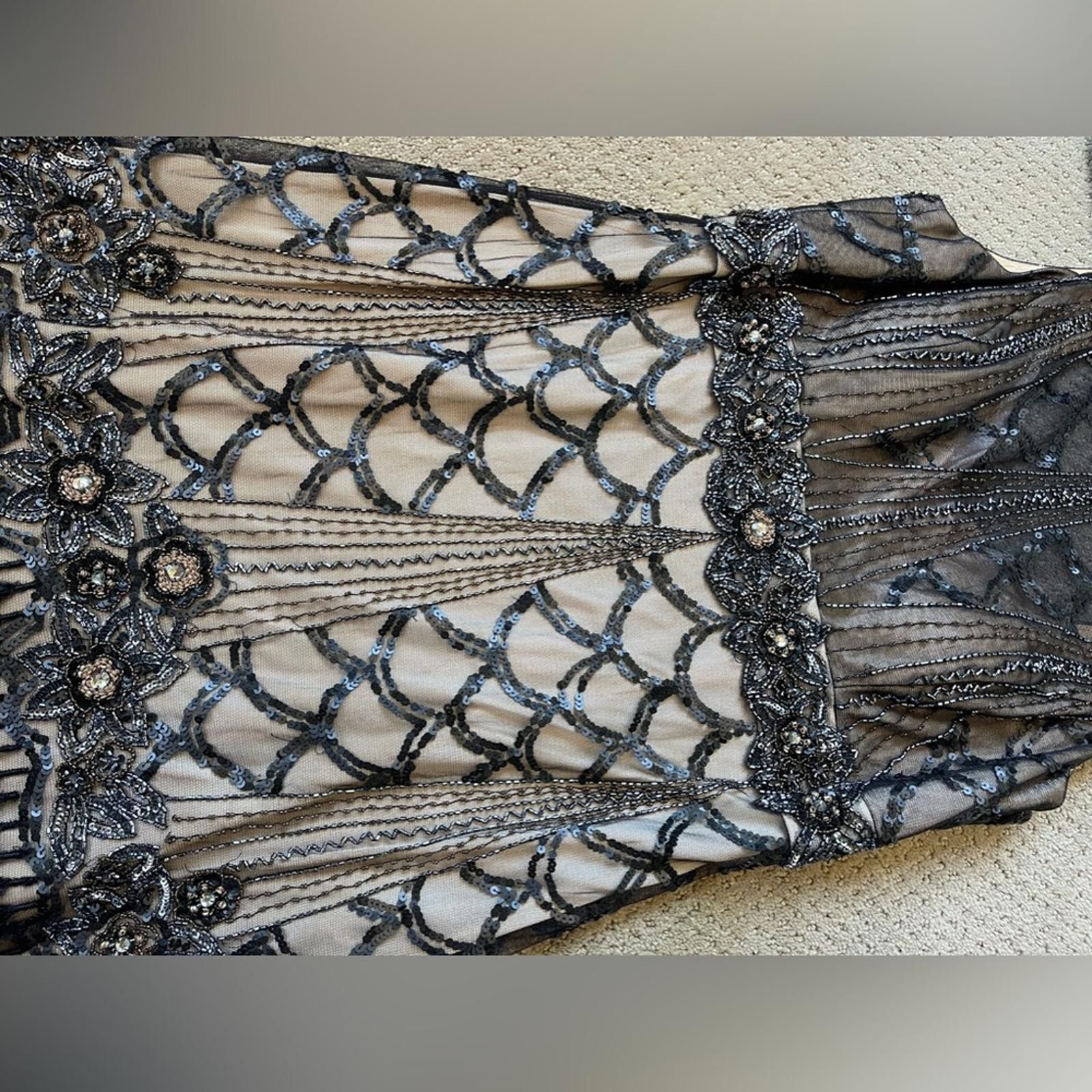 Other SUE WONG Black & nude beaded, sequin ostrich feather dress Size XL / US 12-14 / IT 48-50 - 5 Thumbnail
