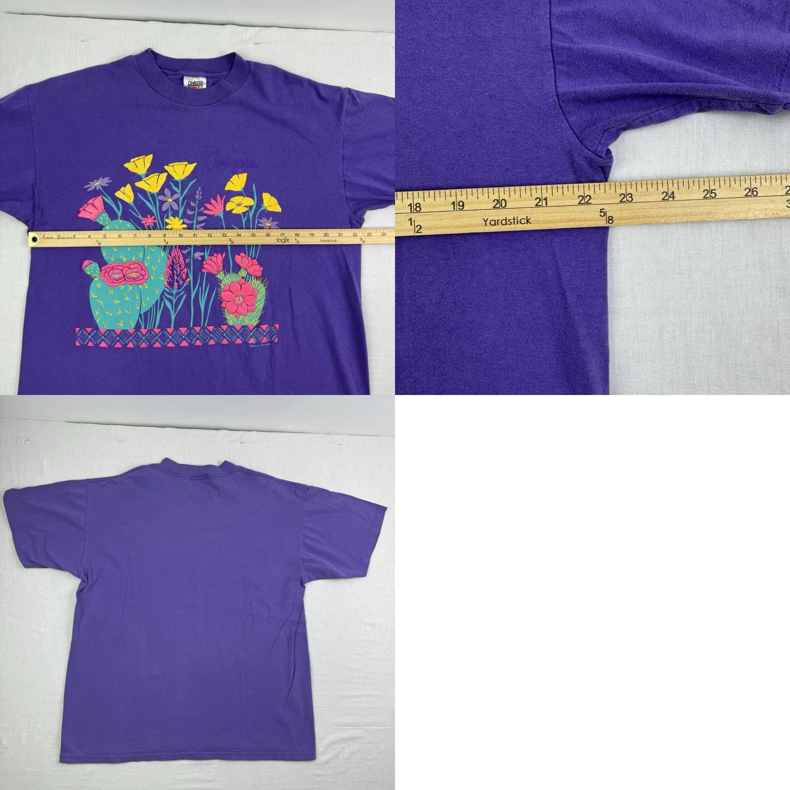 Vintage VINTAGE AriZona T-Shirt Desert Cactus Flowers Purple 1980s USA Adult XL Men Shirt Size US XL / EU 56 / 4 - 8 Thumbnail