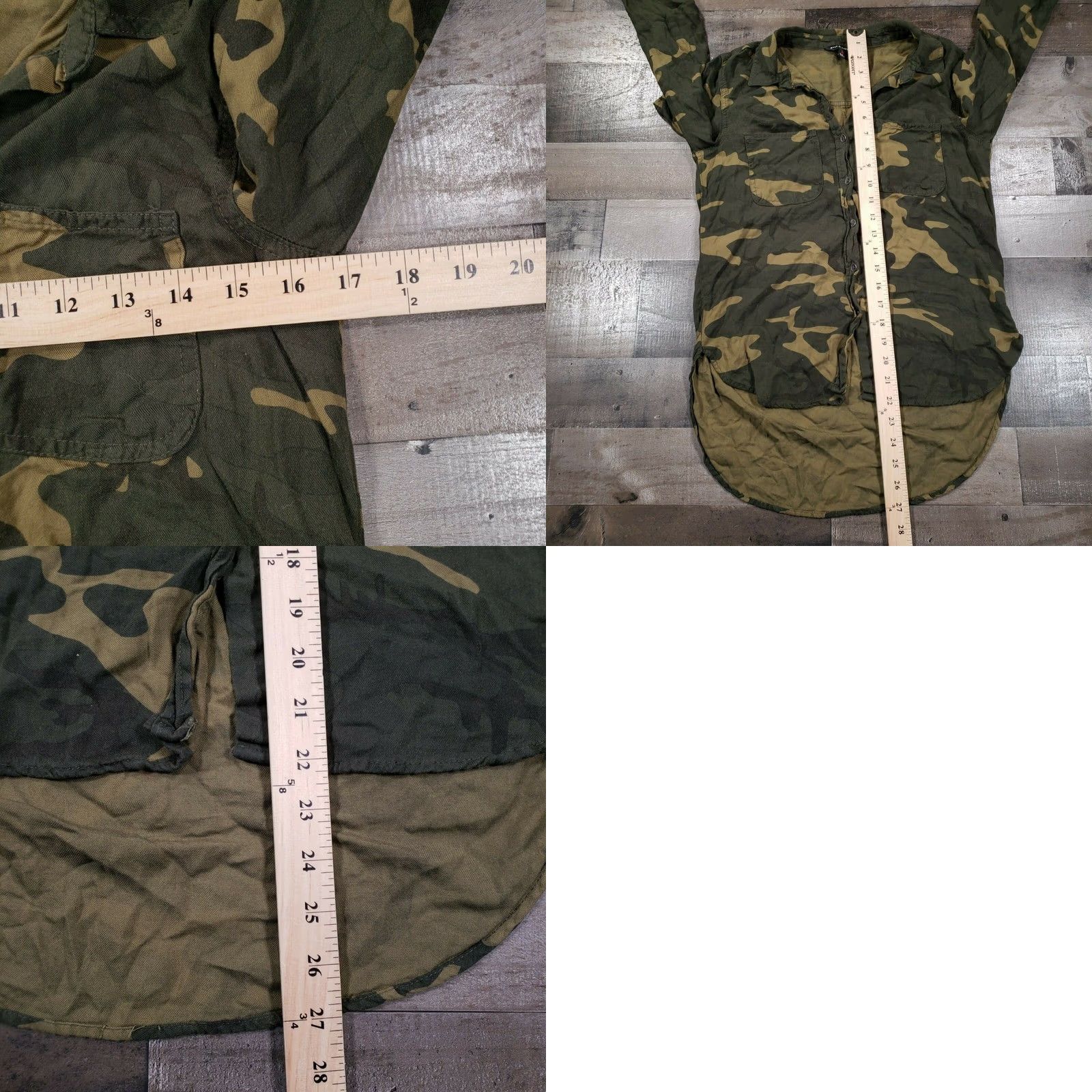 Vintage Rock & Republic Shirt Womens XS Green Button-Up Camouflage Long Sleeves HI-Low Size XS / US 0-2 / IT 36-38 - 8 Thumbnail