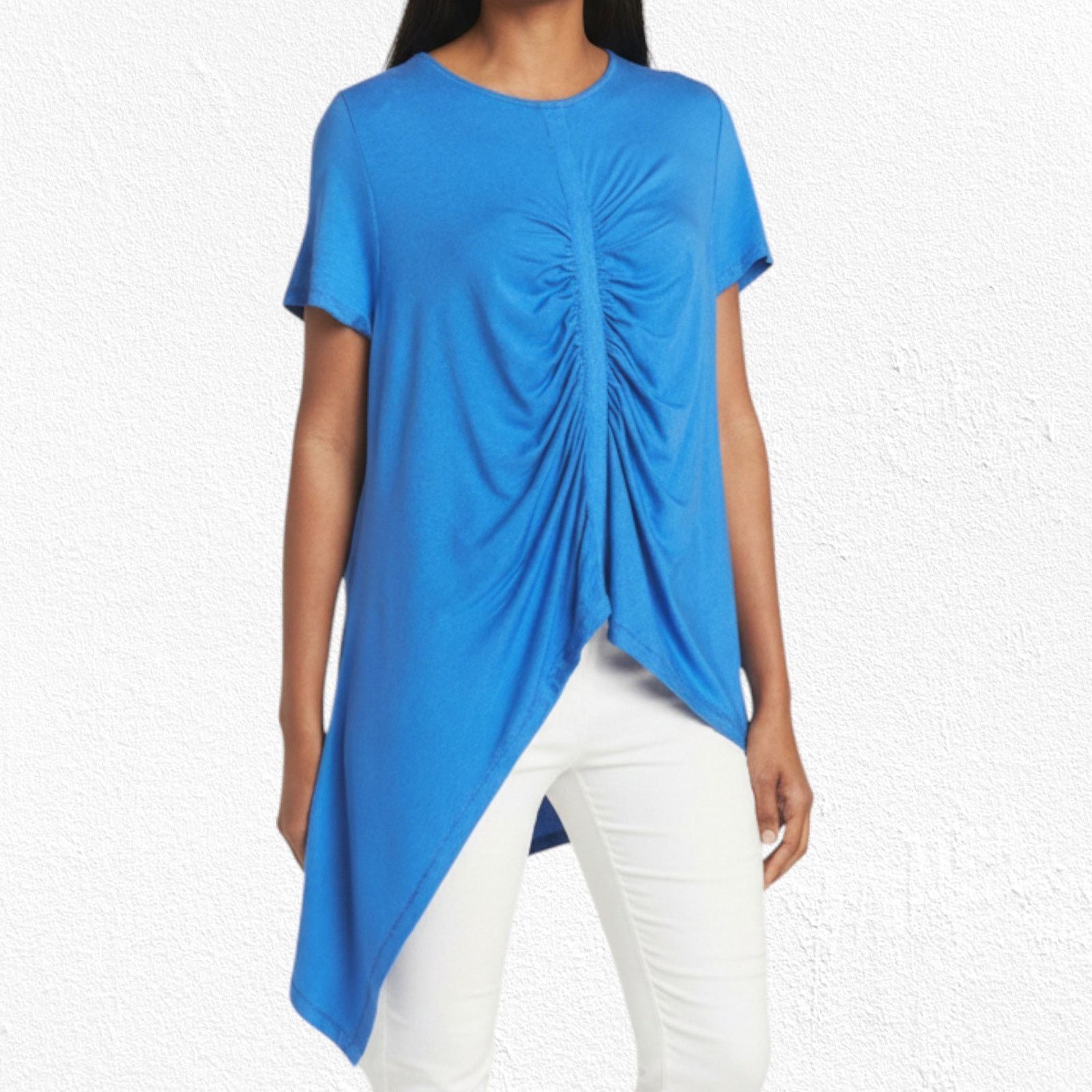 Other Blue Ruched High Low Blouse Size Small Size S / US 4 / IT 40 - 1 Thumbnail