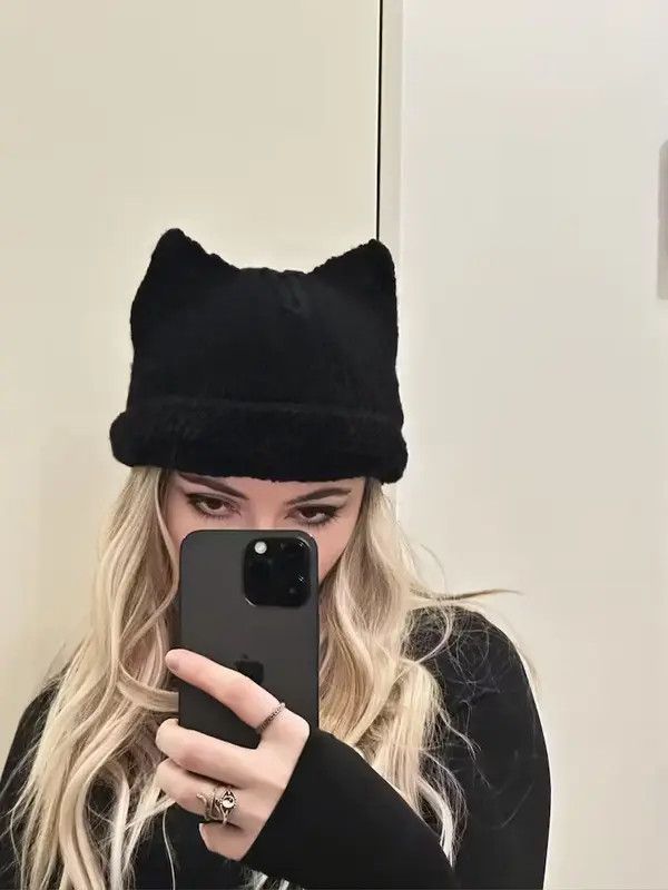 Japanese Brand Black cat hat . Catwoman mask . Balaclava ski mask . Eras Size ONE SIZE - 2 Thumbnail