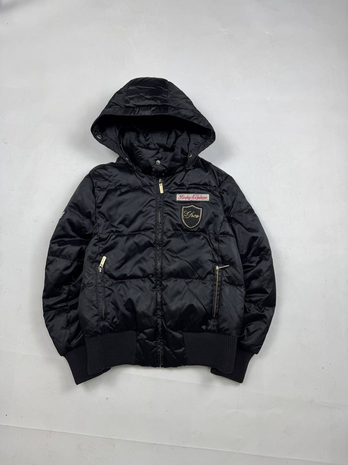 Other Vintage Yishion Black Puffer Jacket Hooded Zip Up Coat Size M / US 6-8 / IT 42-44 - 1 Thumbnail