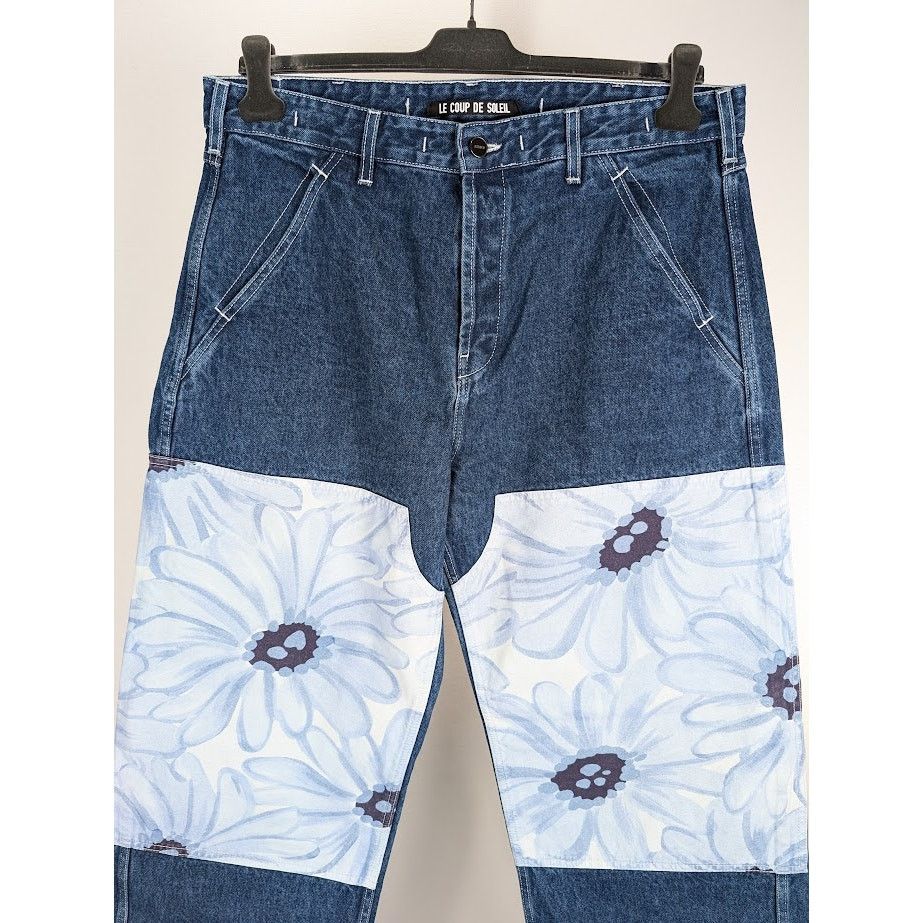Jacquemus o1rshd1 Le Denim Fleurs in Print Blue Flowers Size US 34 / EU 50 - 3 Thumbnail