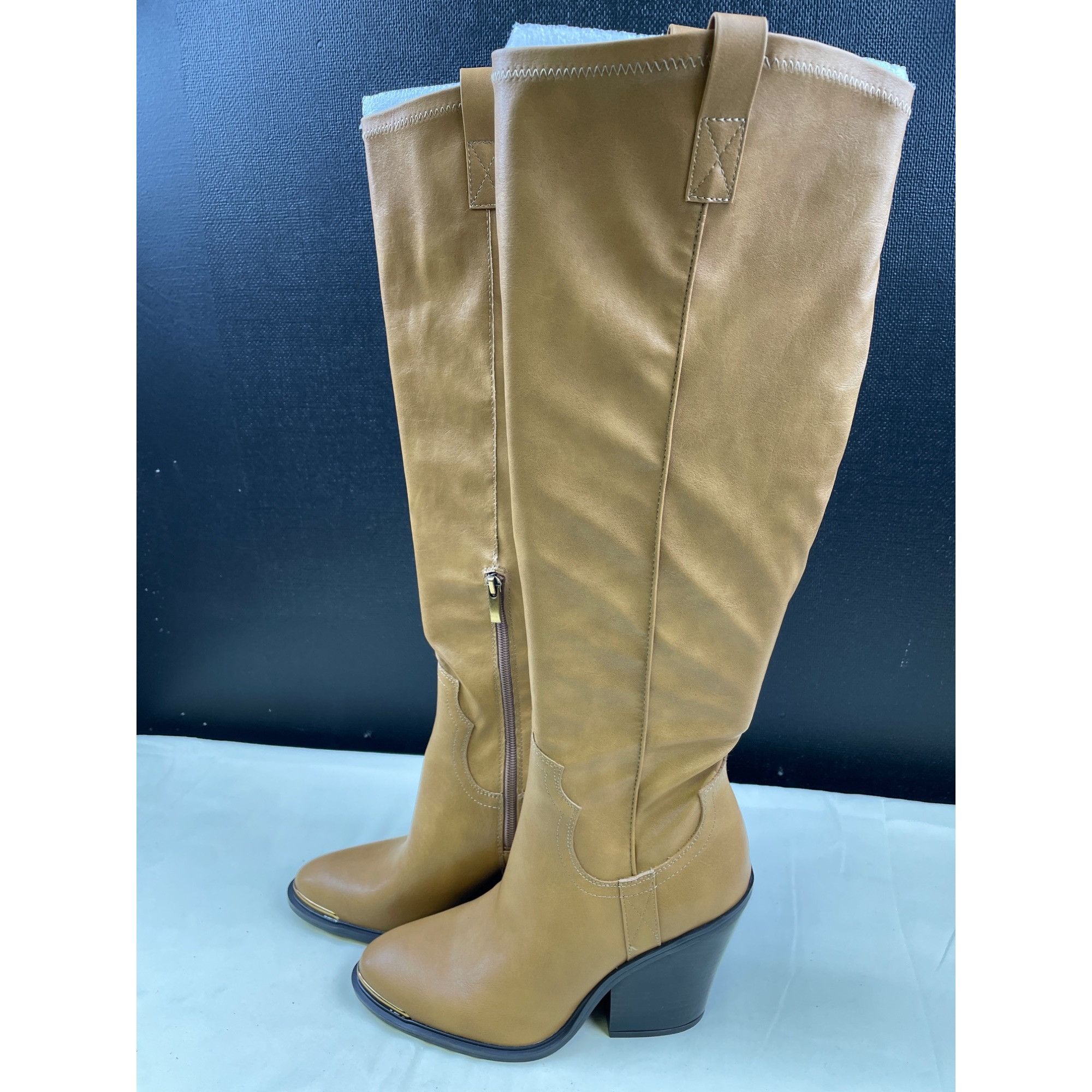 Franco Sarto Franco Sarto Women's Camel Stretch Tall Boots/Shoes Heels 4" Size US 9 / IT 39 - 4 Thumbnail