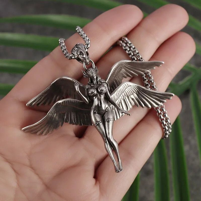 Jewelry Four-Winged Angel Pendant Angel Beast Goddess Necklace Size ONE SIZE - 2 Thumbnail