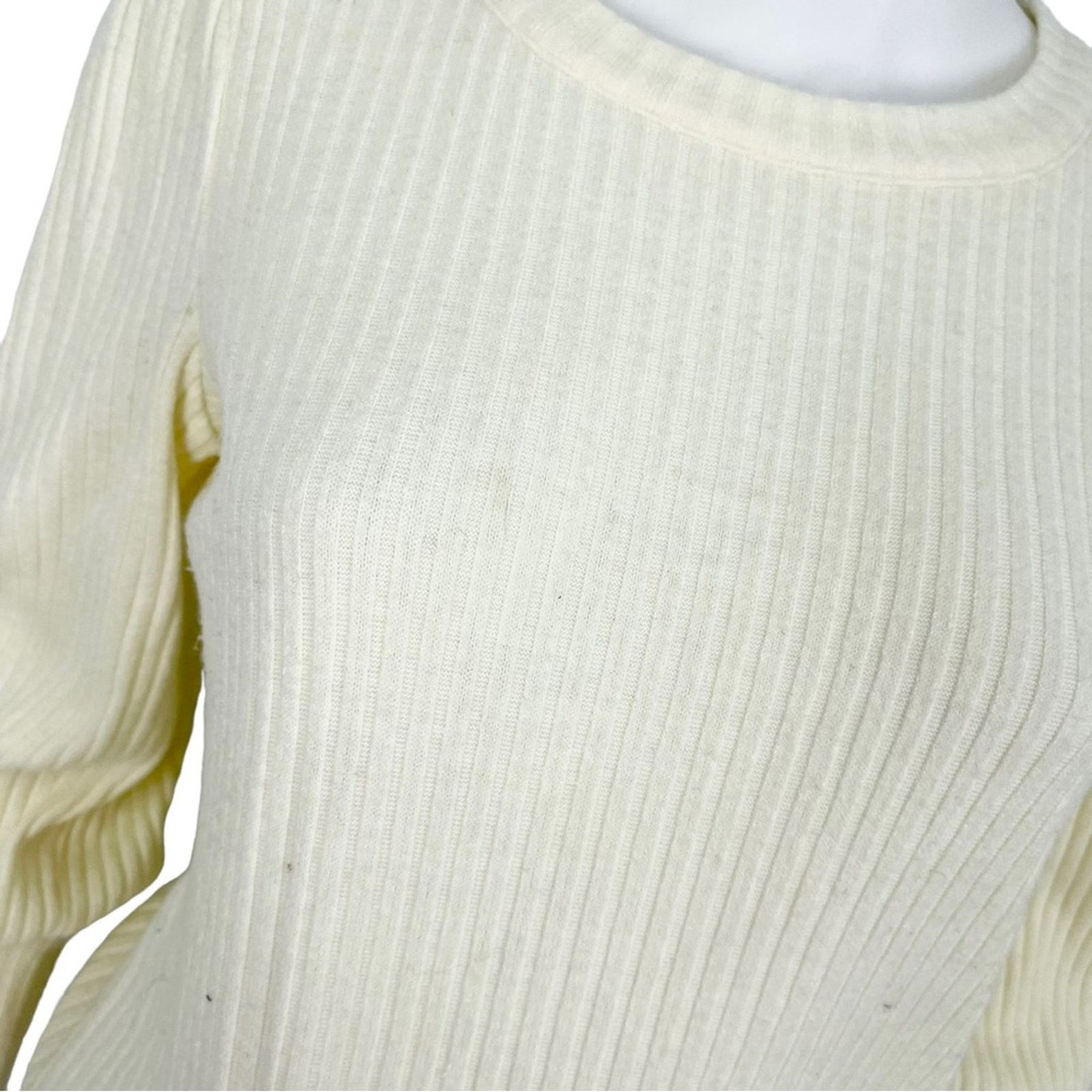 Madewell Madewell Cream Balloon Long Sleeve Crewneck Sweater Size XS Size XS / US 0-2 / IT 36-38 - 3 Thumbnail