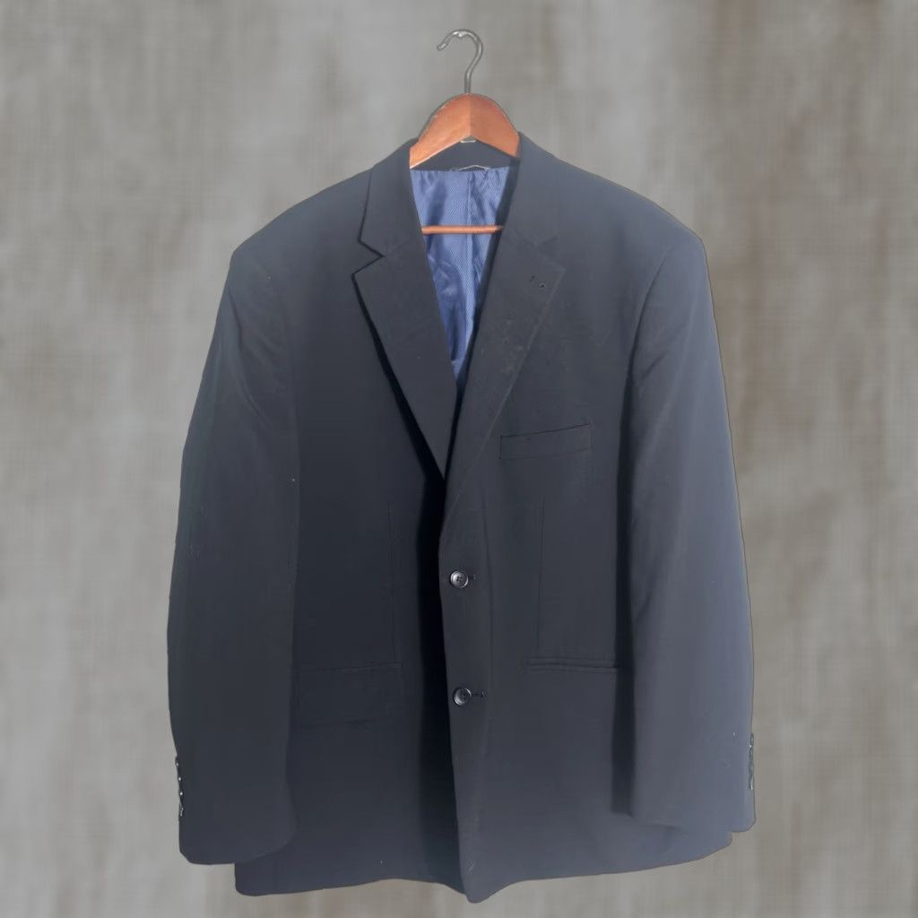 Vintage VINTAGE Oak Hill Blazer Men Blazer Navy Blue Wool Blend Long 48 Big & Tall Jacket Coat Size 48 Long Mens Navy Blue Wool Blend Blazer Size 48R - 1 Thumbnail