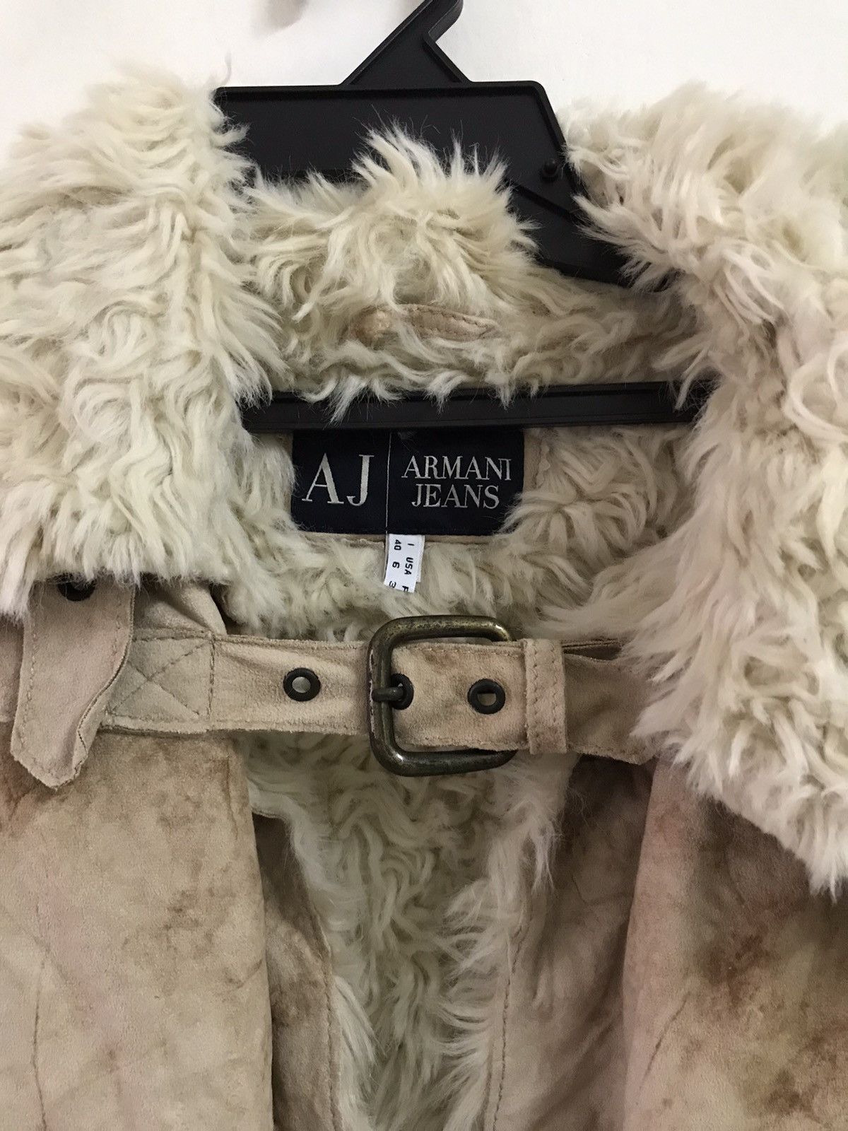 ArmaniJeans Collar Fur Suede Tone Jacket Armani Jeans Size 6 US