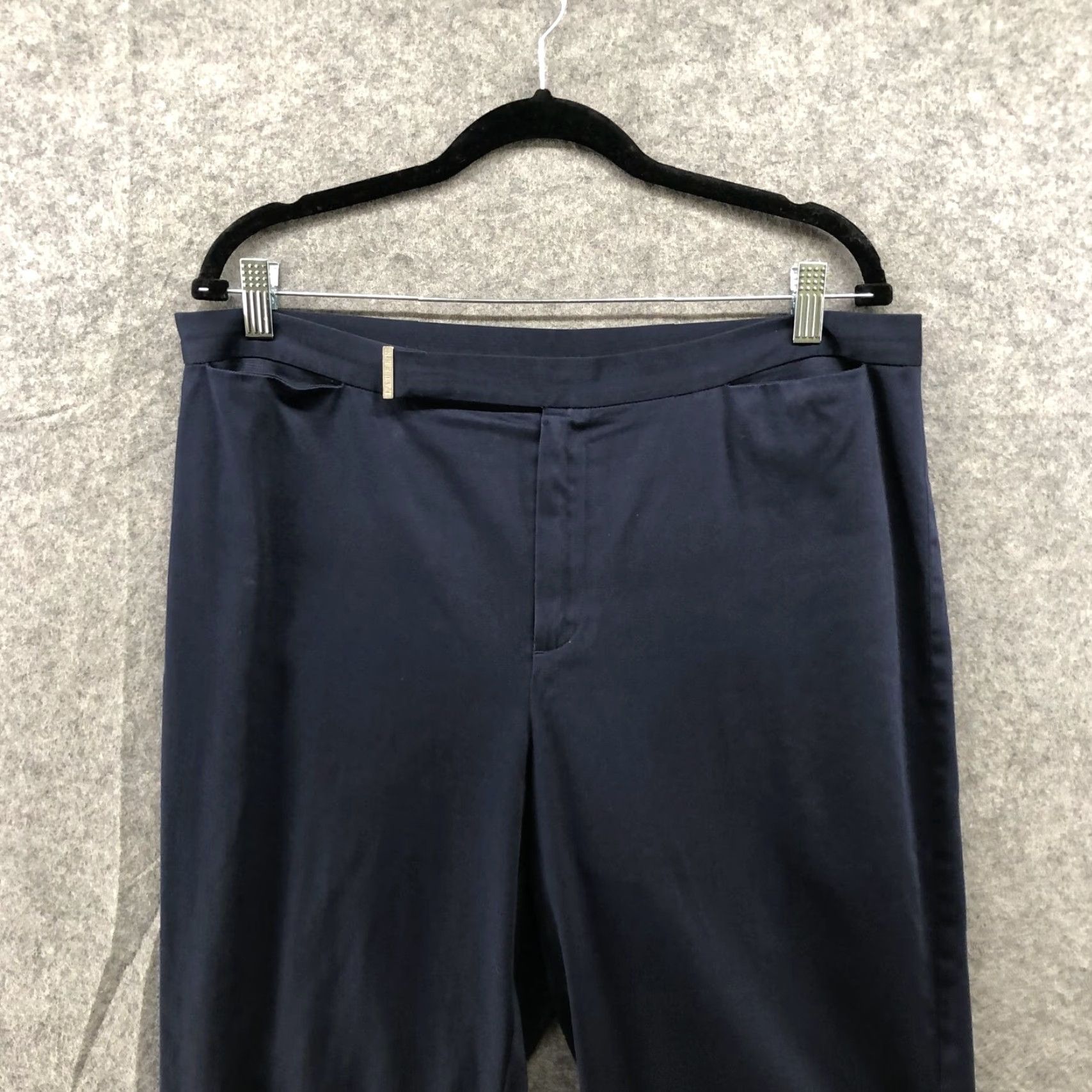 Uniqlo VINTAGE Ralph Lauren Women’s Dress Pants Size 14 Dark Navy Blue Straight Flat Front Twill Office Workwear Size 36" / US 14 / IT 50 - 3 Thumbnail