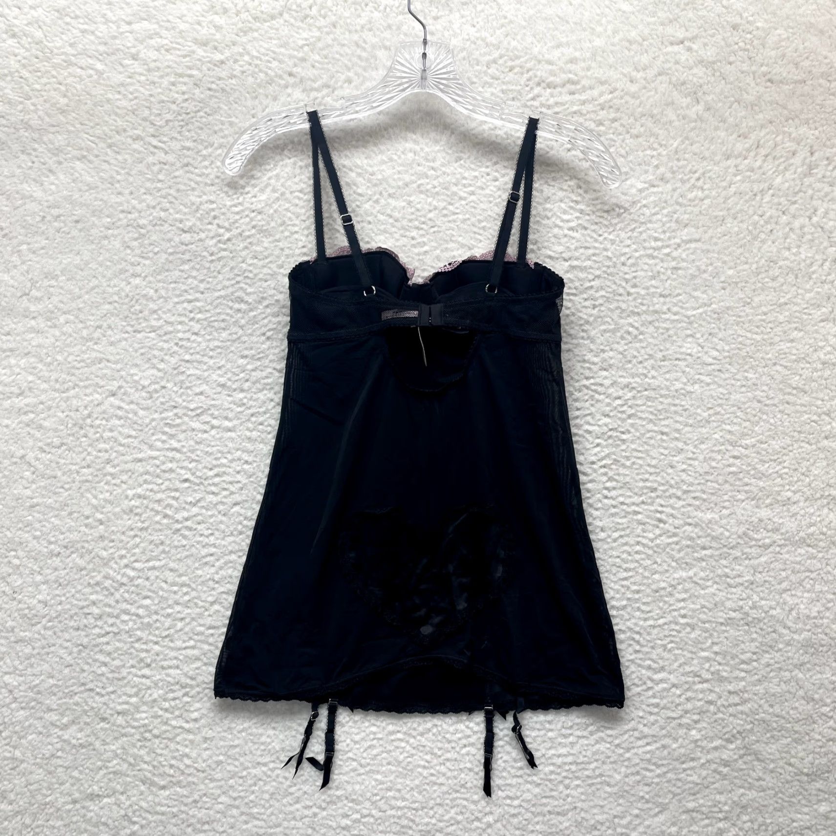 Victoria's Secret VINTAGE Victoria's Secret Slip Dress Black Floral Garter S Small 34B Womens NWT 90s Size S / US 4 / IT 40 - 2 Thumbnail