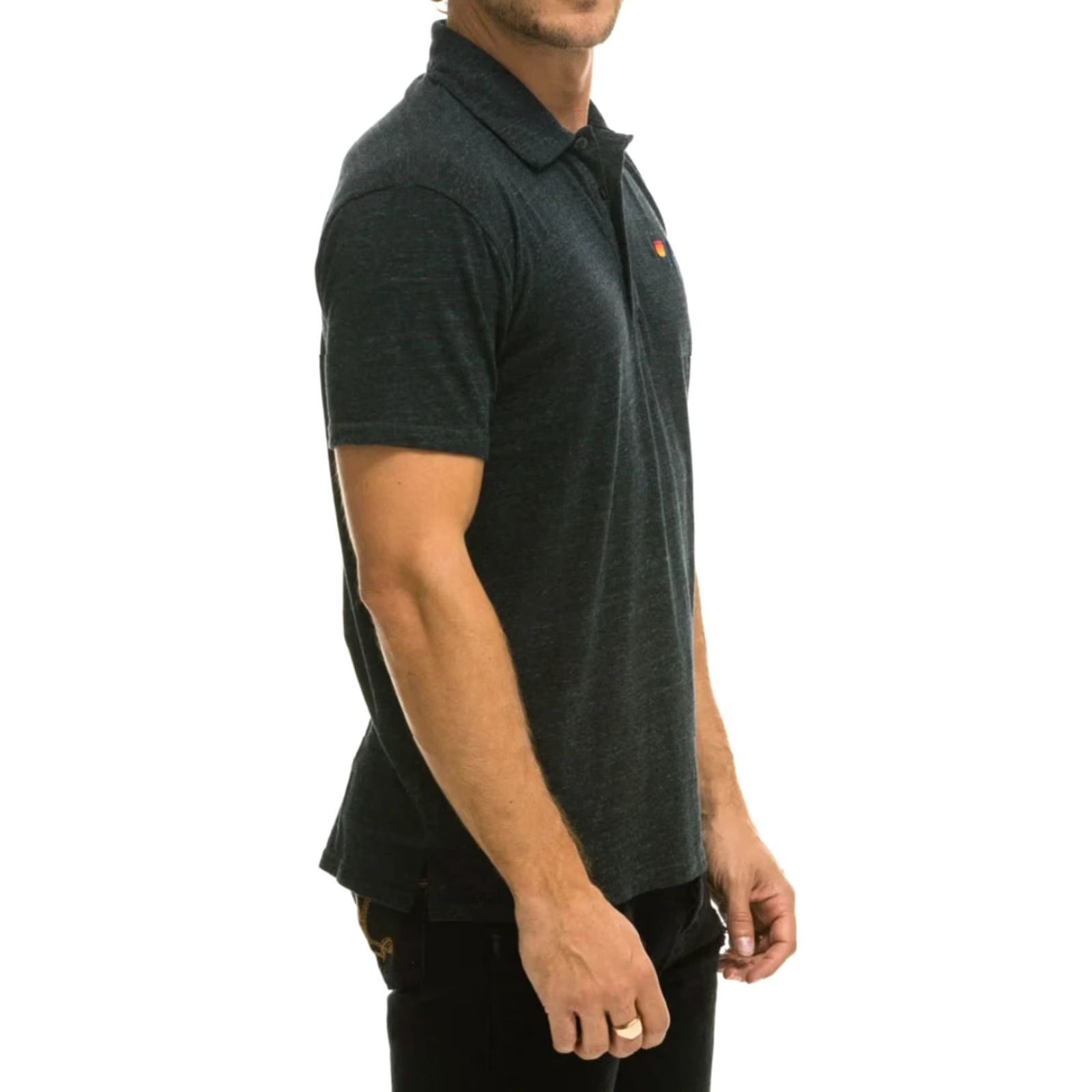 Aviator Nation Aviator Nation Polo Shirt Mens Short Sleeve Logo Charcoal S | Cotton Blend | Button Collar | Solid Size US S / EU 44-46 / 1 - 2 Thumbnail