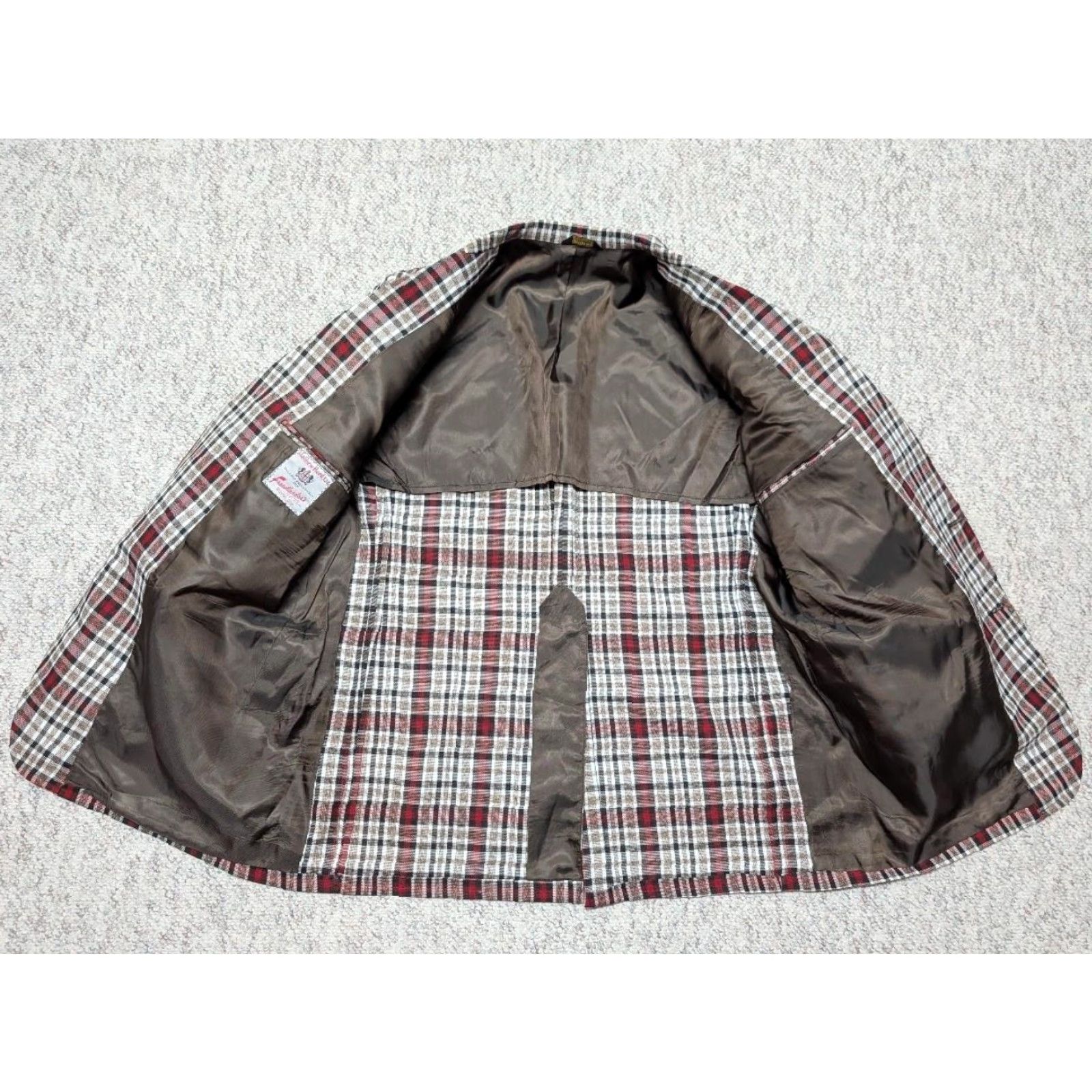 Vintage VINTAGE Matthew Reed blazer jacket Blazer Mens 46L Red Plaid Wool Polyester Tweed 1970s Sportscoat USA Made Size 46R - 4 Thumbnail