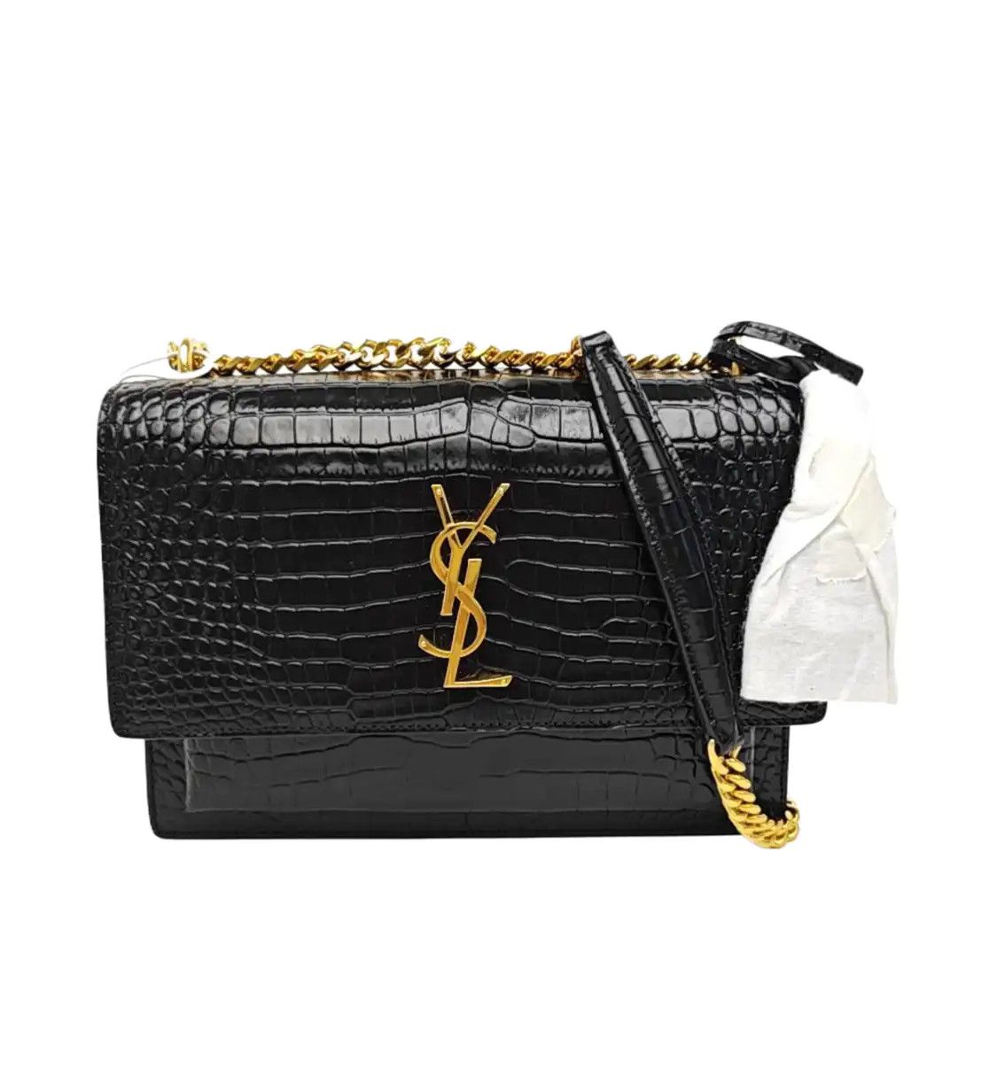 Saint Laurent Paris Saint Laurent Paris YSL SUNSET Medium black cowhide leather crocodile shoulder b Size ONE SIZE - 1 Thumbnail